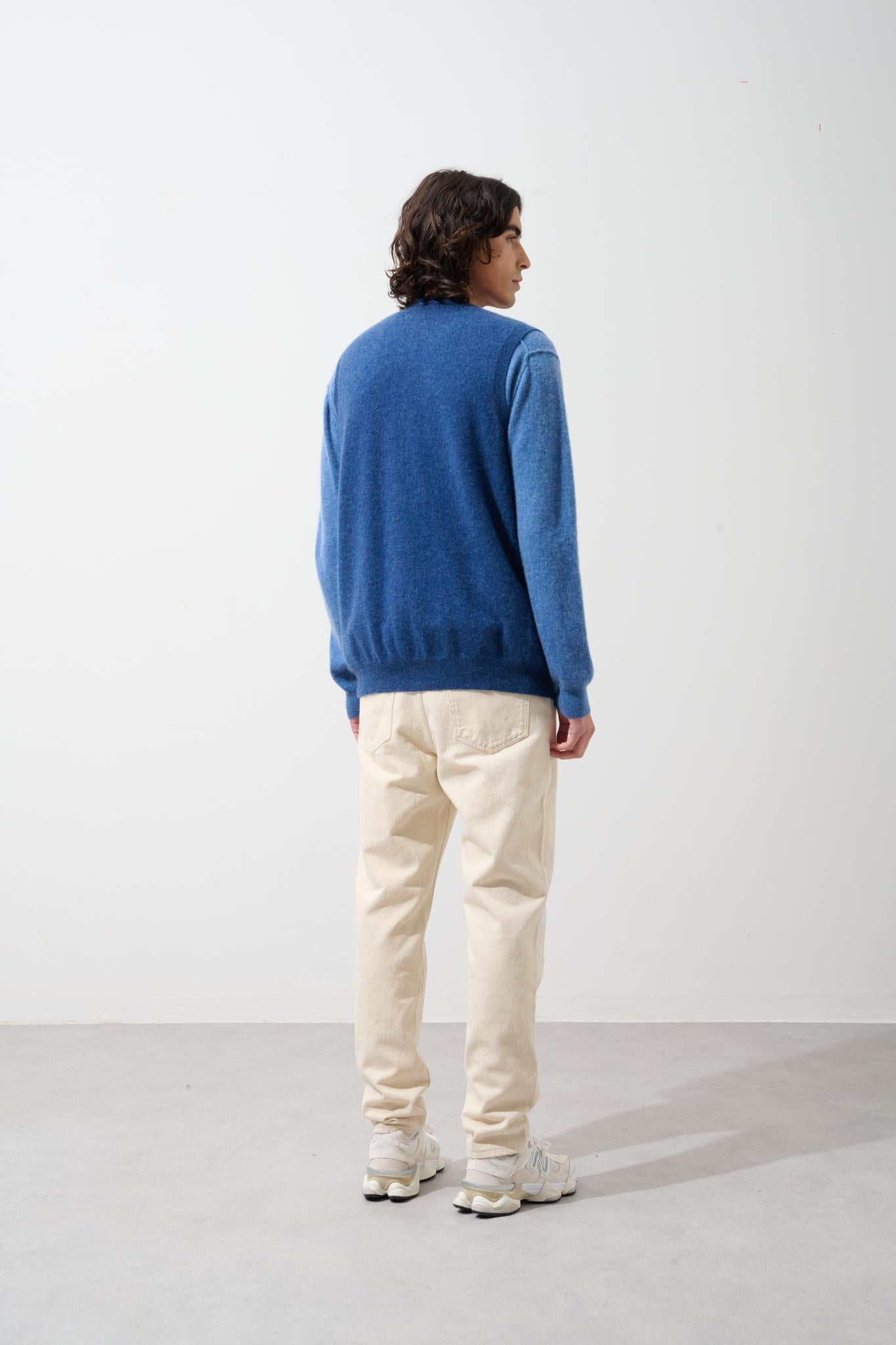 HUGO cardigan col v sans manches ocean chiné 100% cachemire