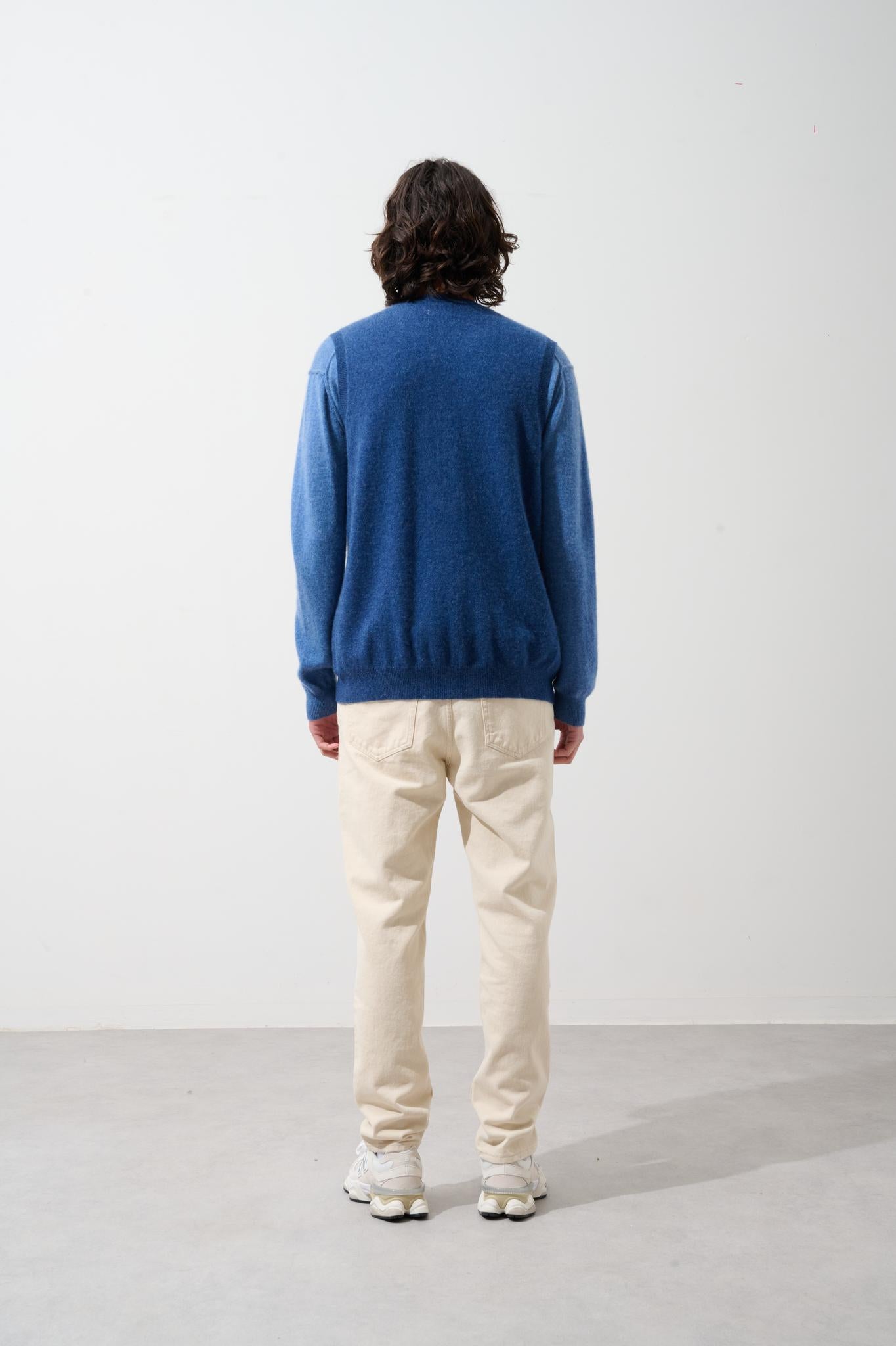 HUGO cardigan col v sans manches ocean chiné 100% cachemire