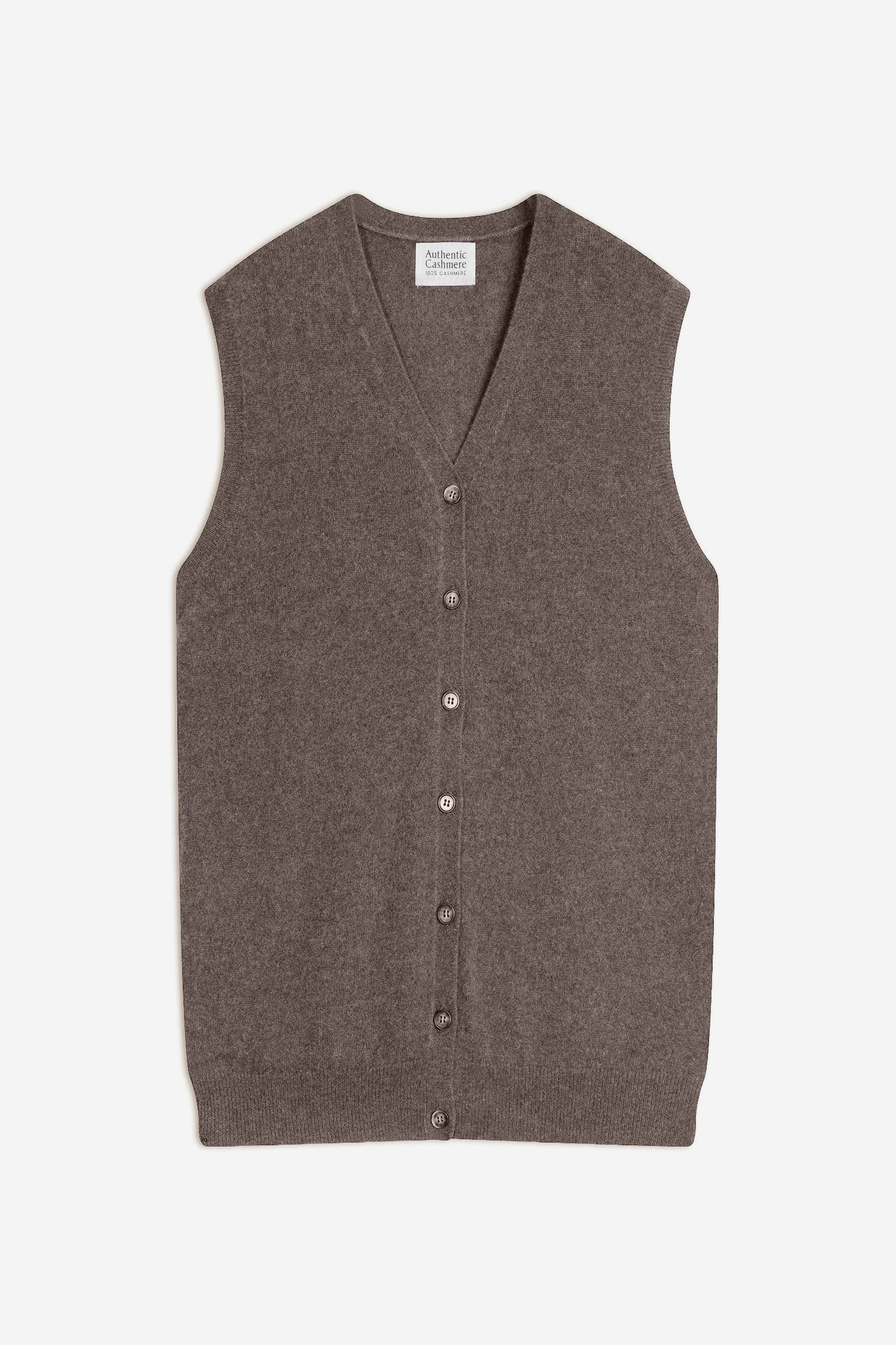 HUGO – Ärmellose Strickjacke mit V-Ausschnitt in Taupe-Melange, 100 % Kaschmir