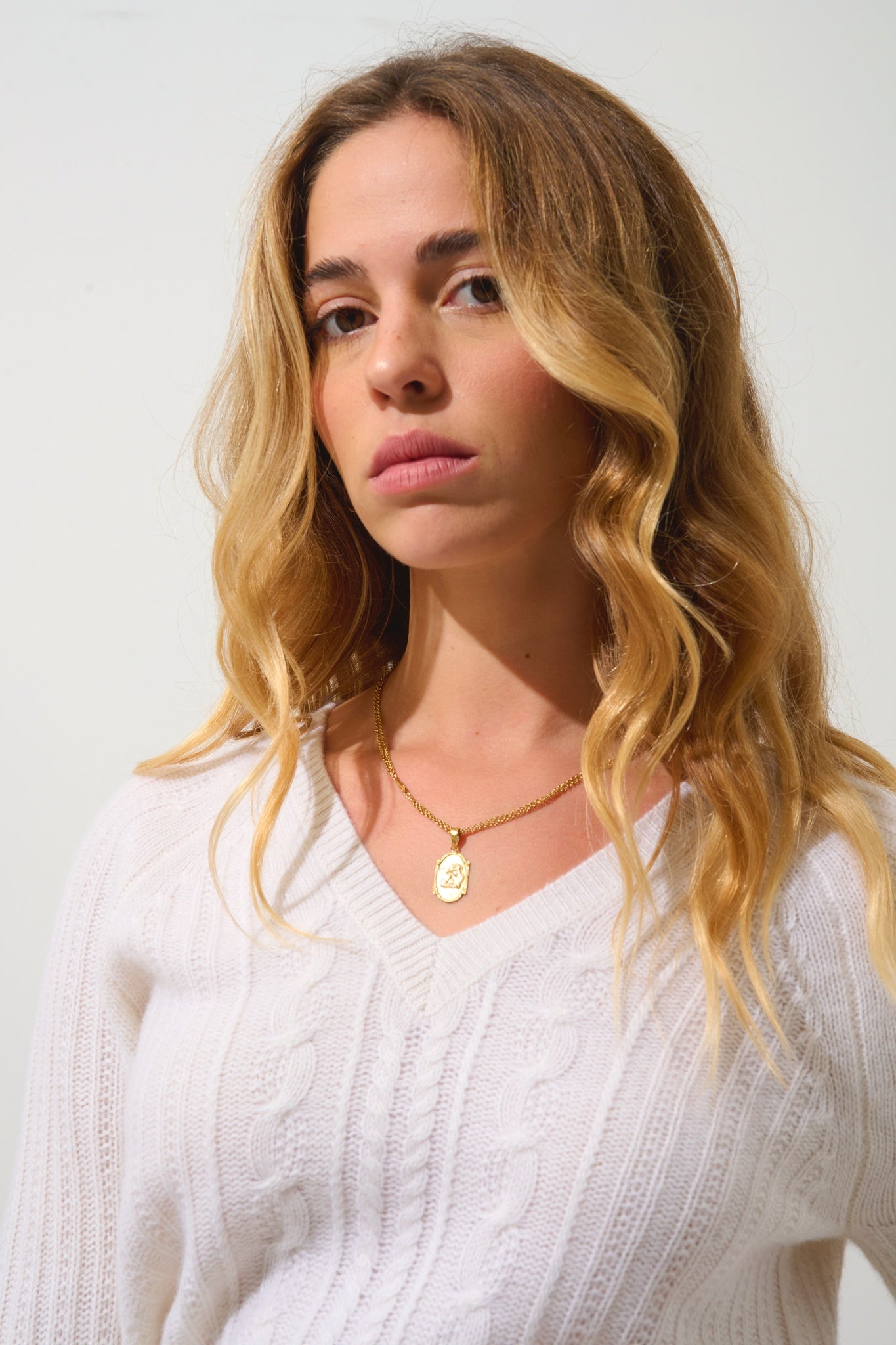 INDIRA pull col v 6 fils neige 100% cachemire