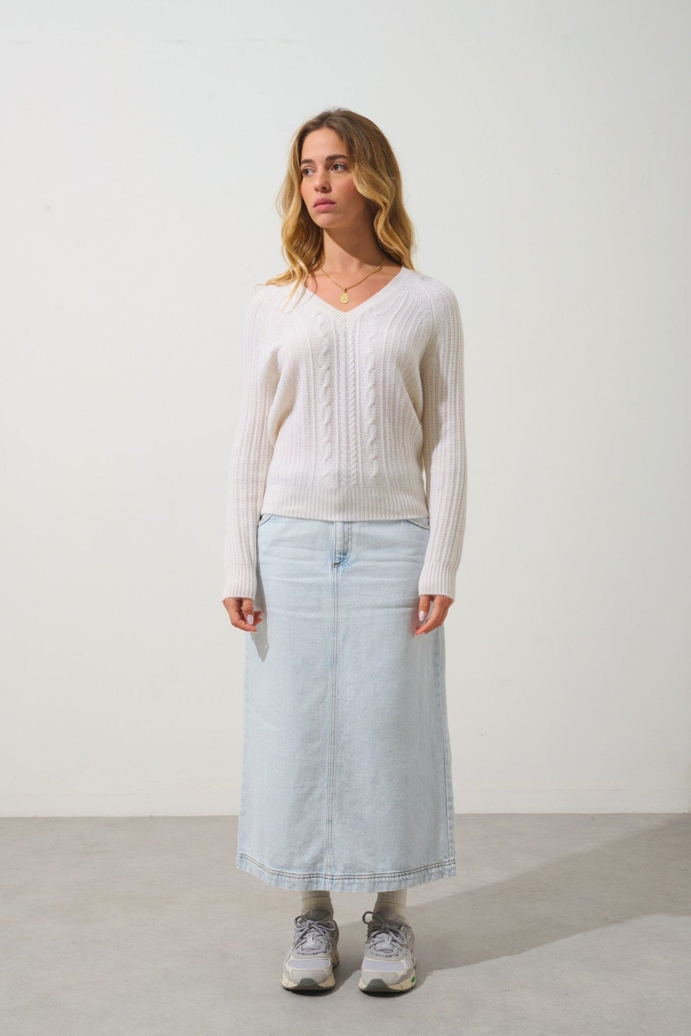 indira pull col v 6 fils neige 100% cachemire