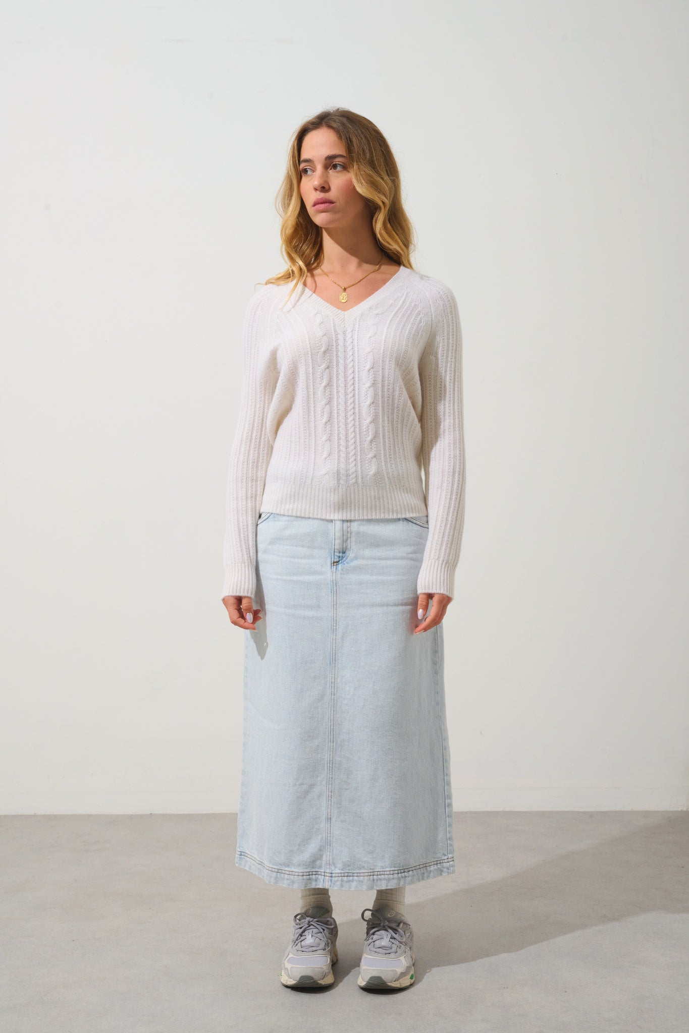 INDIRA pull col v 6 fils neige 100% cachemire