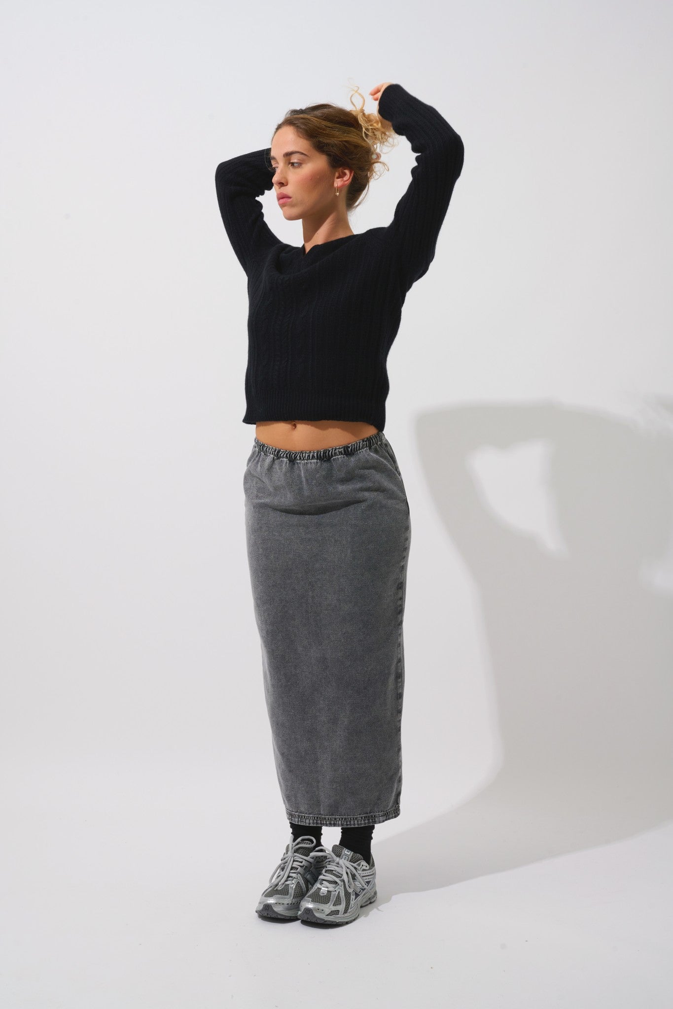 indira pull col v 6 fils noir 100% cachemire