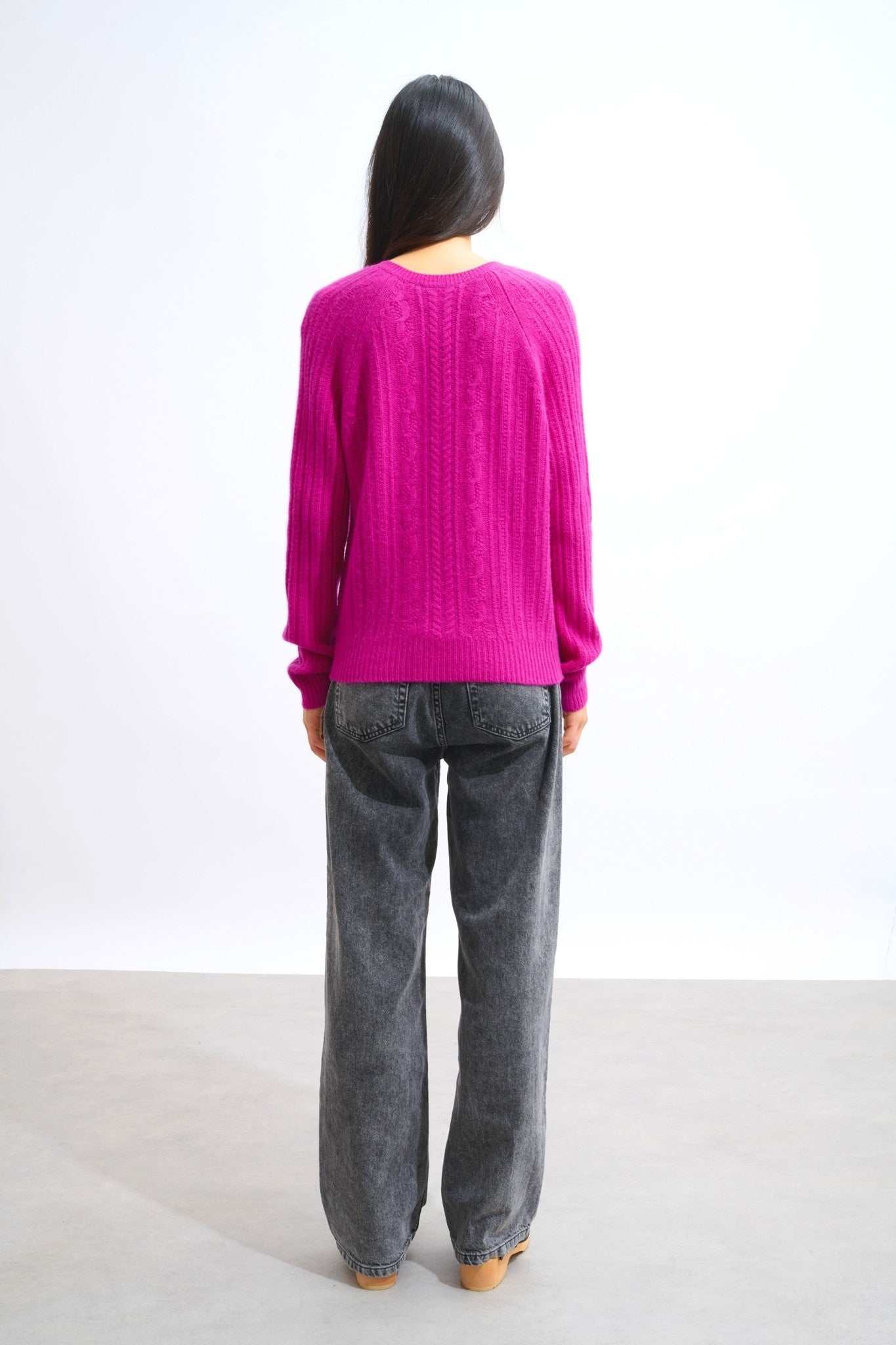 indira pull col v 6 fils violine 100% cachemire