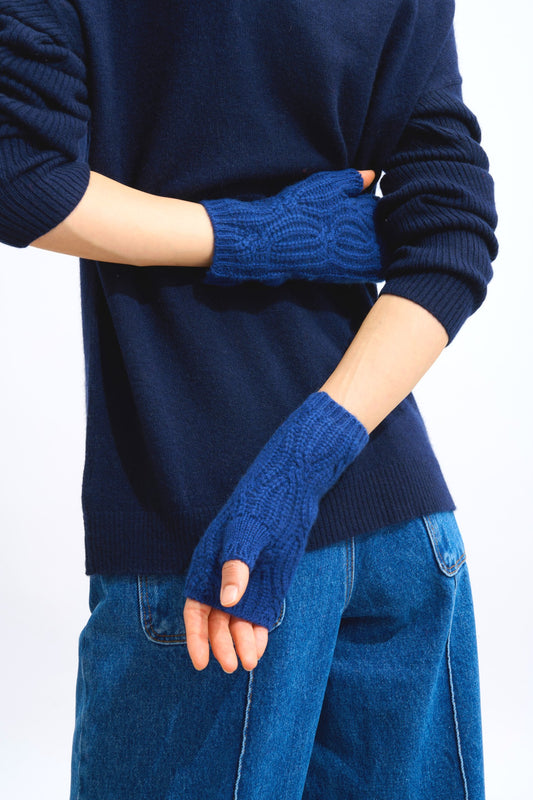 iris mitaines 6 fils minuit 100% cachemire