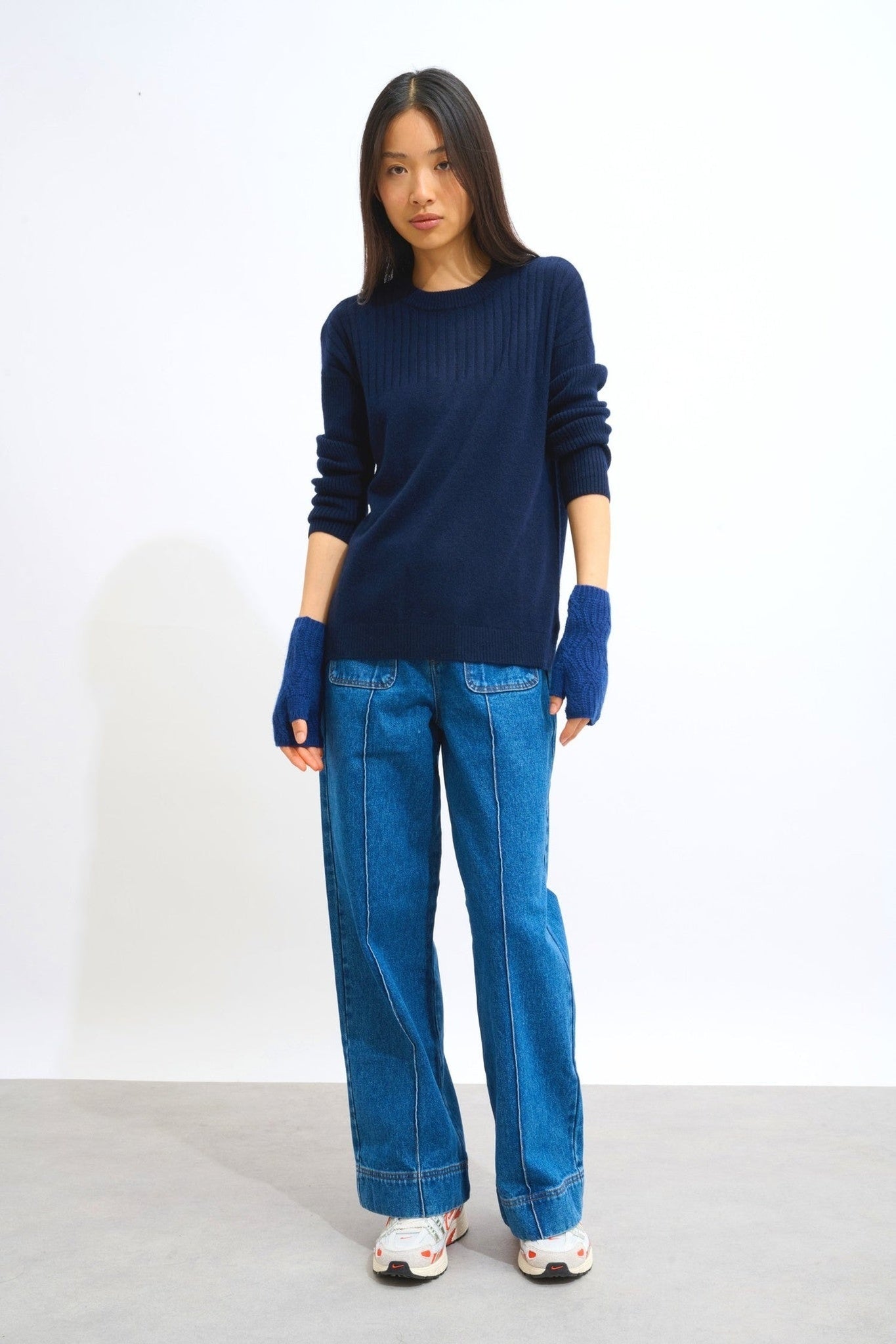 iris mitaines 6 fils minuit 100% cachemire