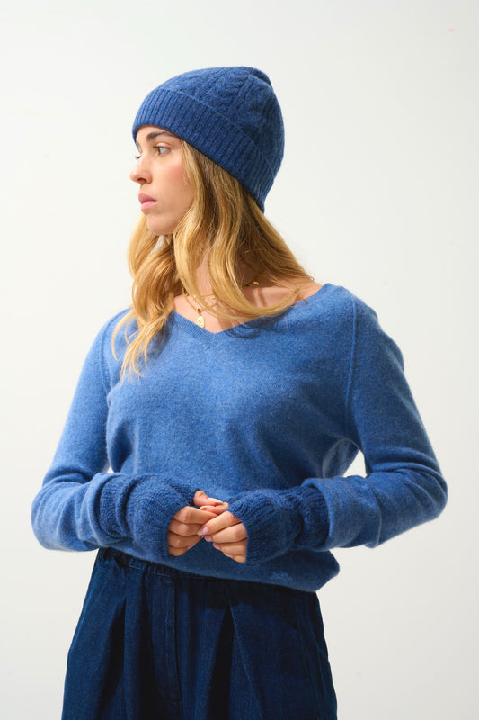 iris mitaines 6 fils ocean chiné 100% cachemire