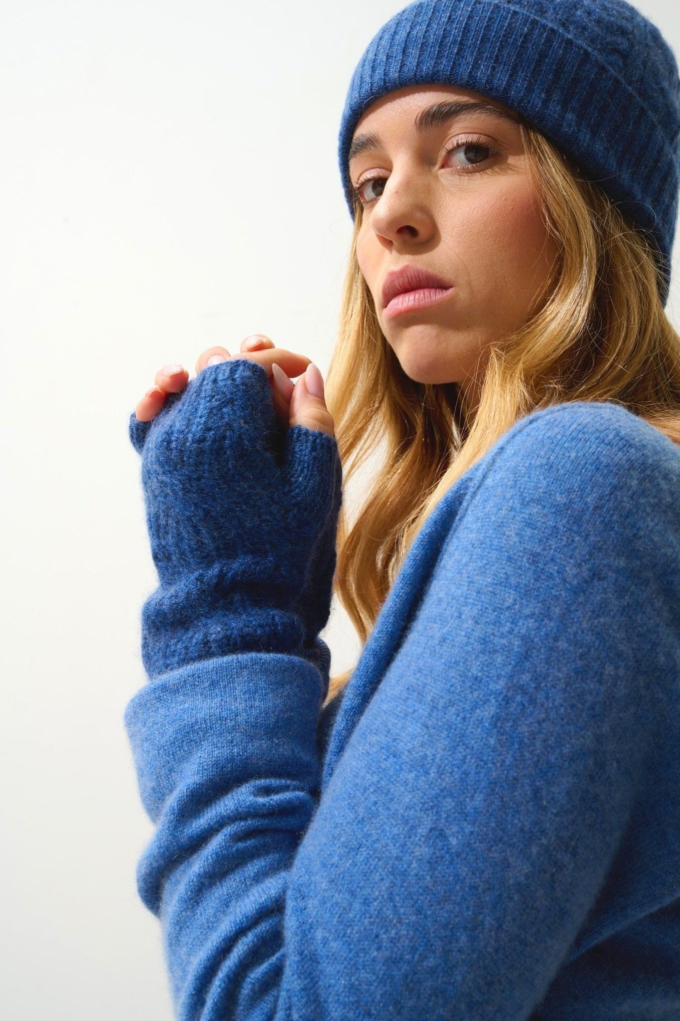 iris mitaines 6 fils ocean chiné 100% cachemire