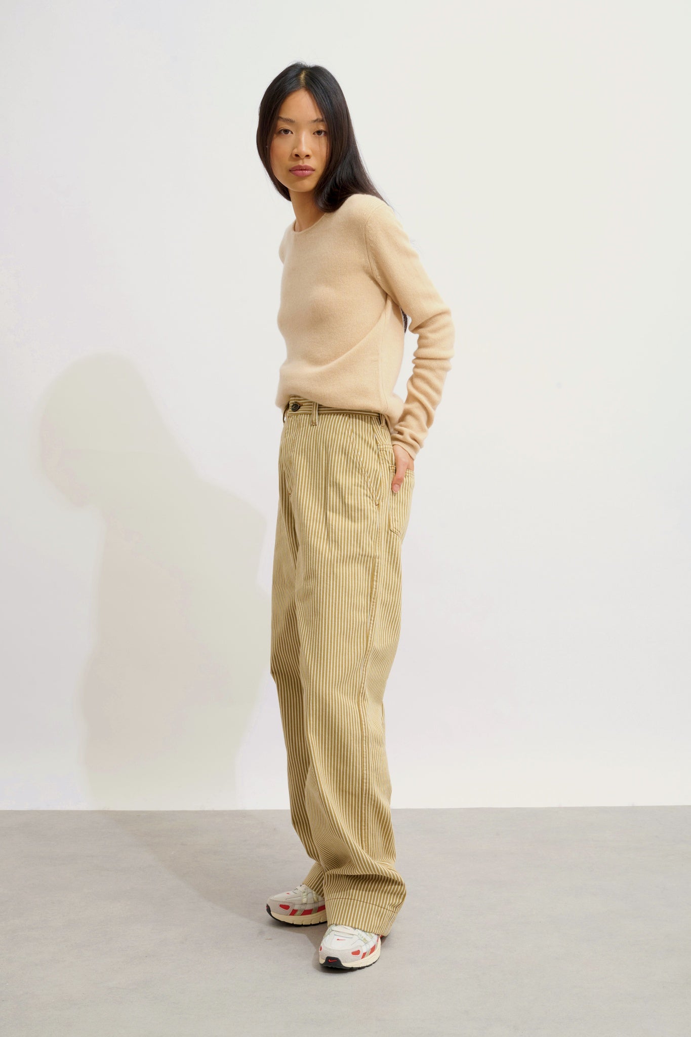 IVY pull col rond 4 fils beige 100% cachemire