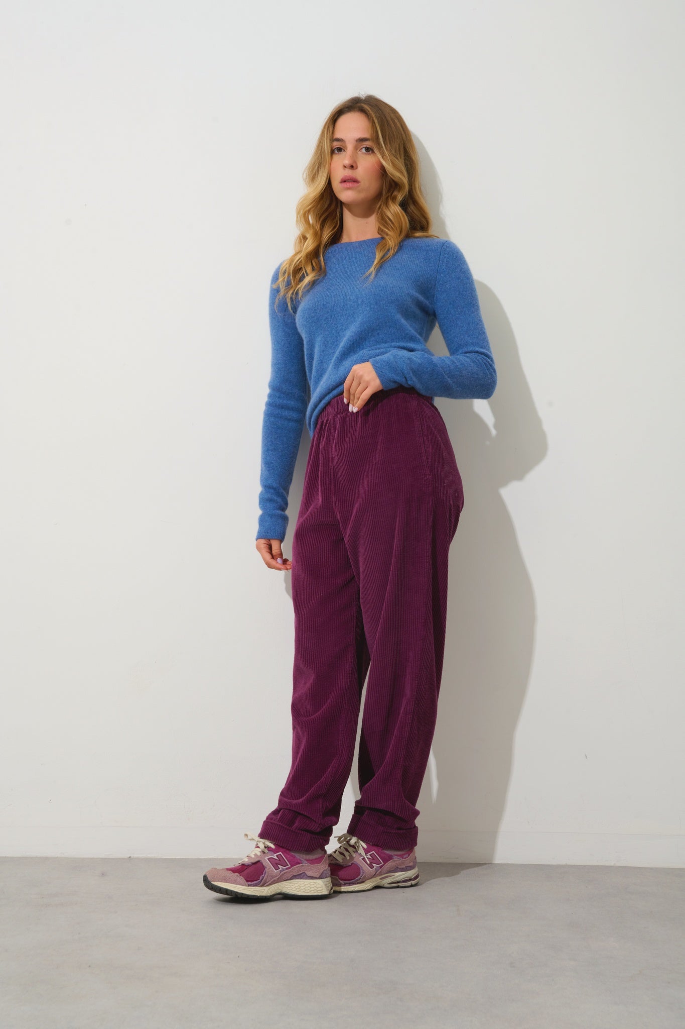 IVY pull col rond 4 fils bleu denim 100% cachemire