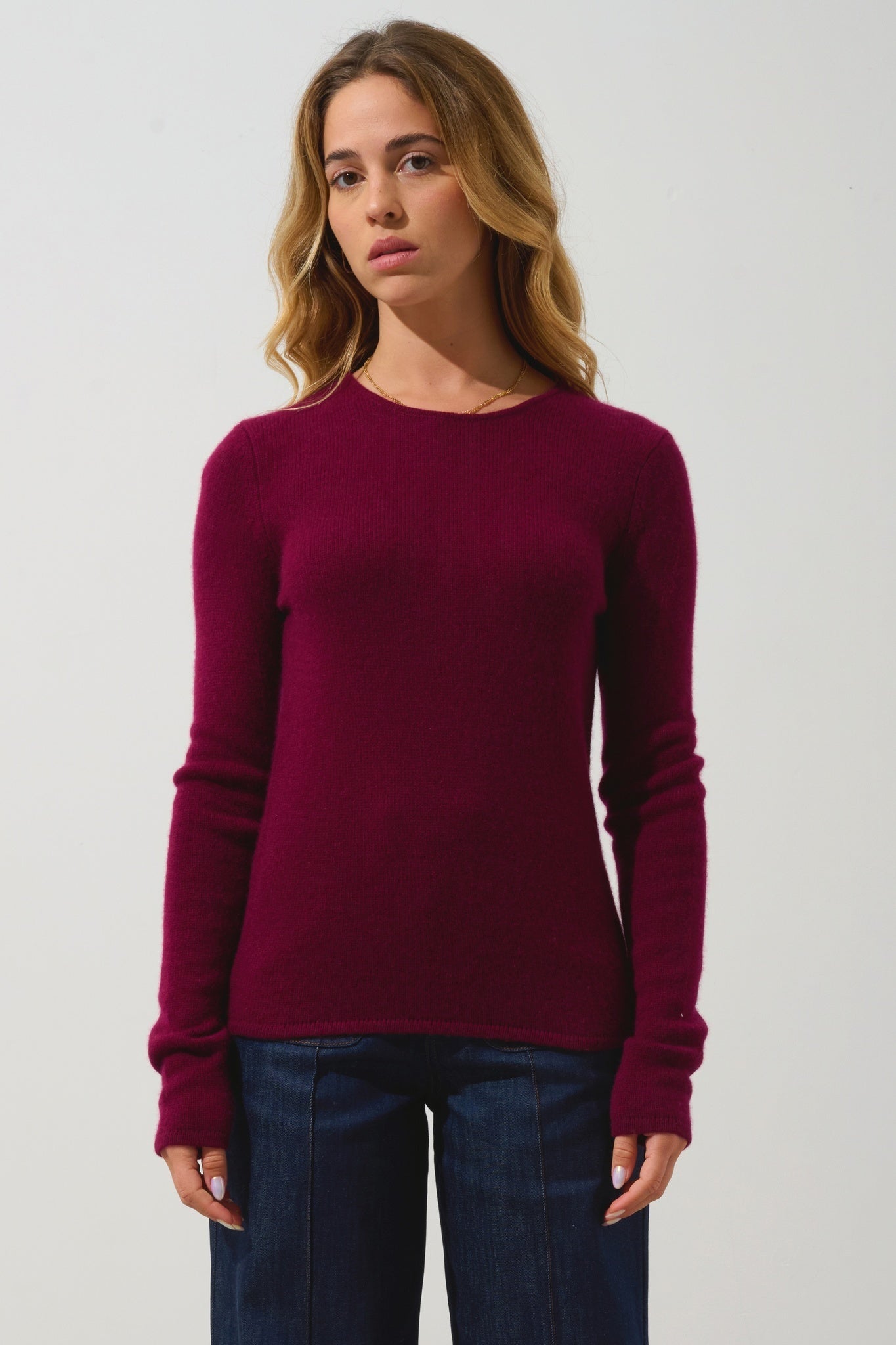 IVY Pullover mit Rundhalsausschnitt 4-fädig bordeauxrot 100% Kaschmir