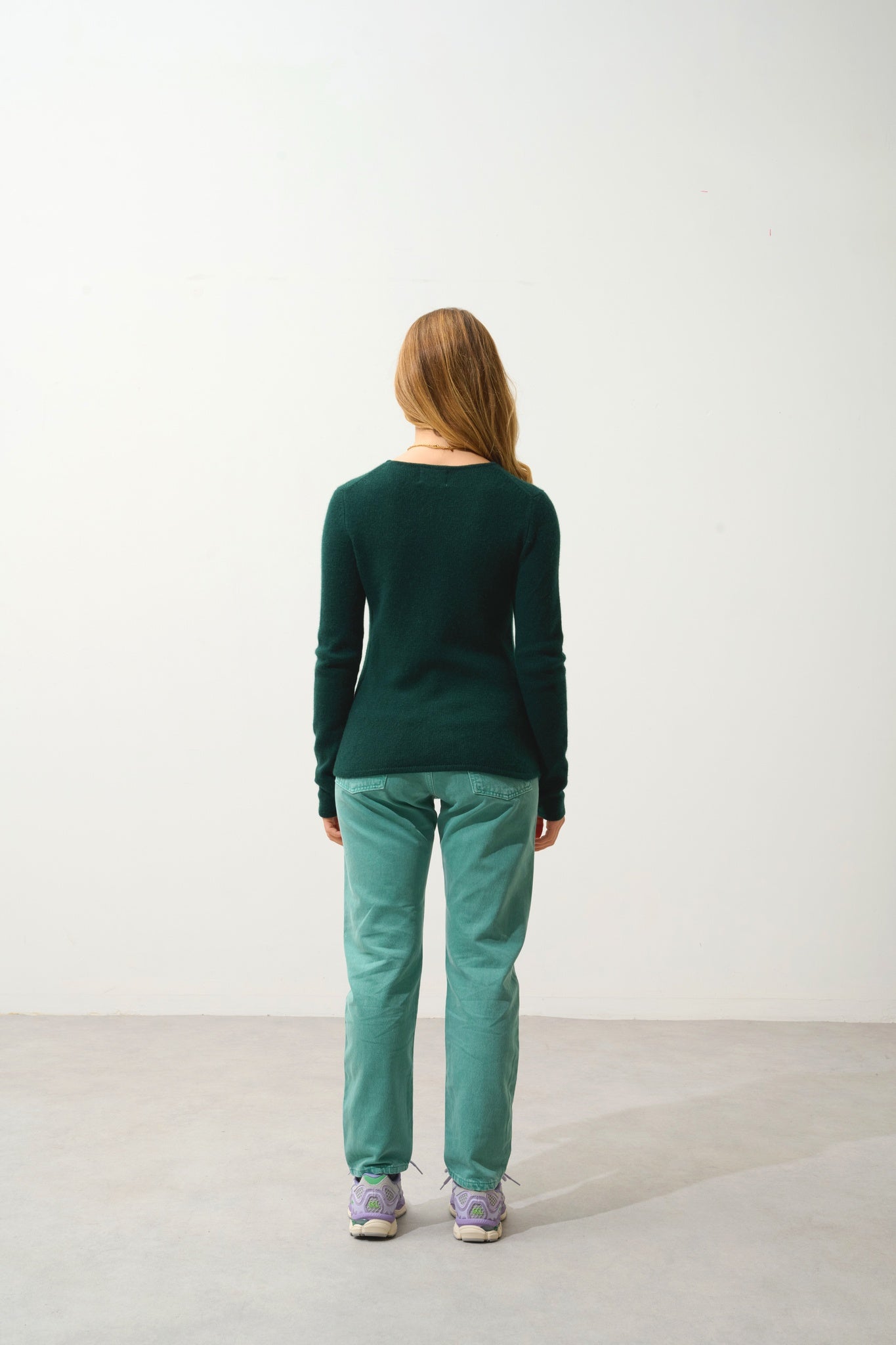 IVY Pullover mit Rundhalsausschnitt 4 Fäden Zypresse 100% Kaschmir