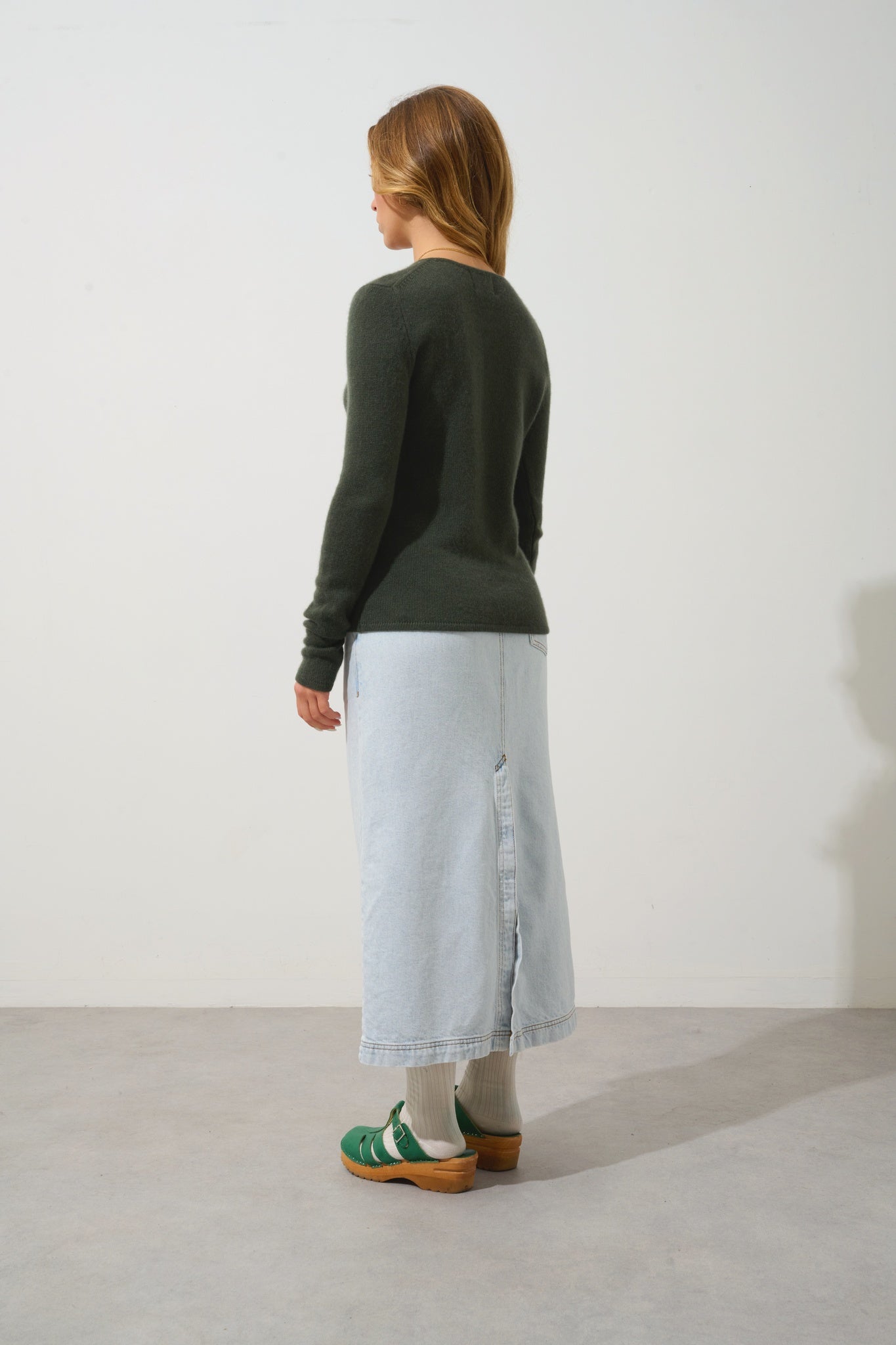 IVY 4-thread khaki round-neck sweater 100% cashmere