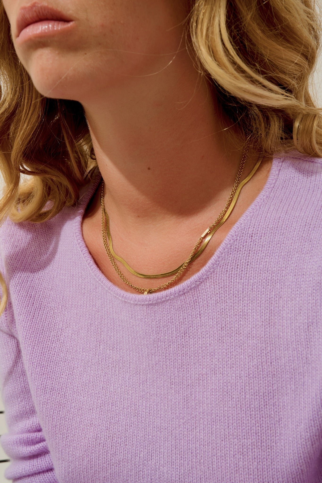 IVY pull col rond 4 fils mauve 100% cachemire