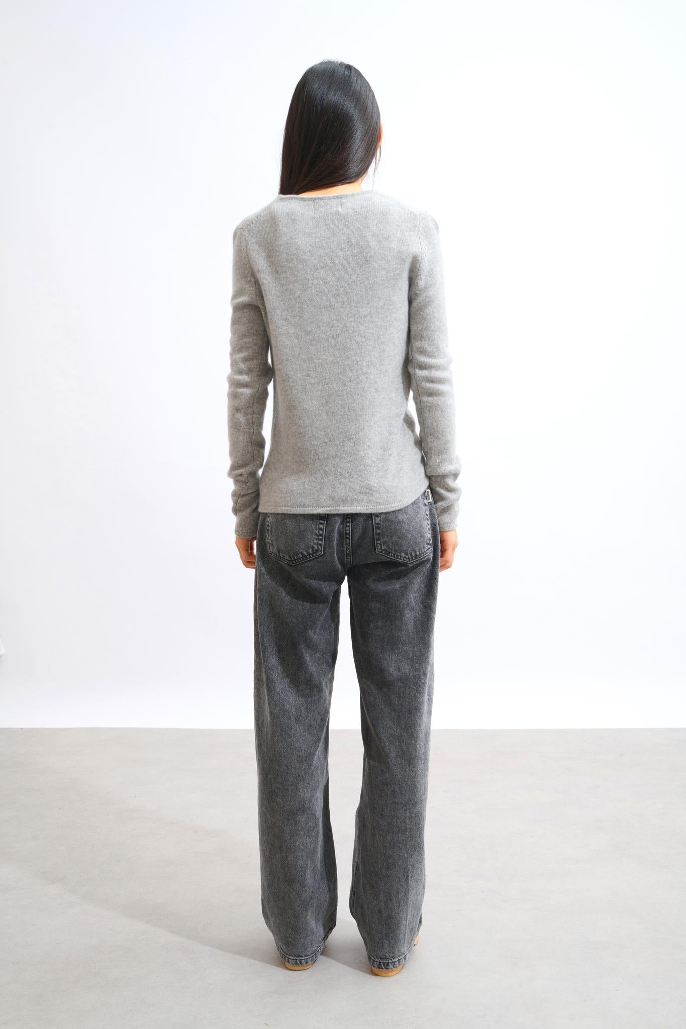 IVY 4-fädiger Rundhalspullover im melierten Wolkenmuster, 100% Kaschmir