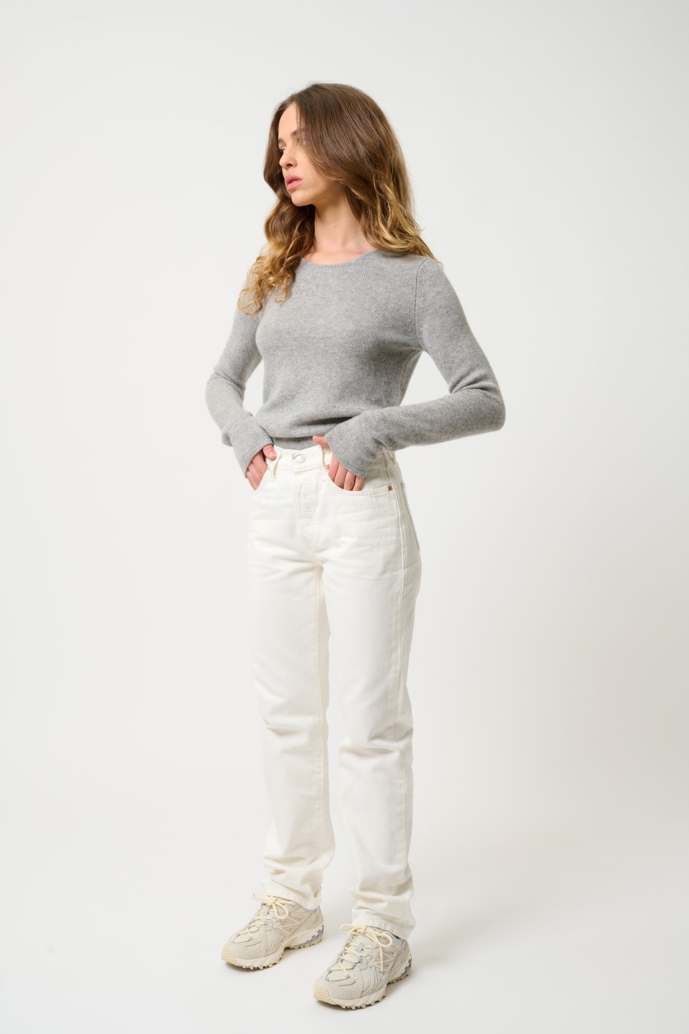 IVY pull col rond 4 fils nuage chiné 100% cachemire