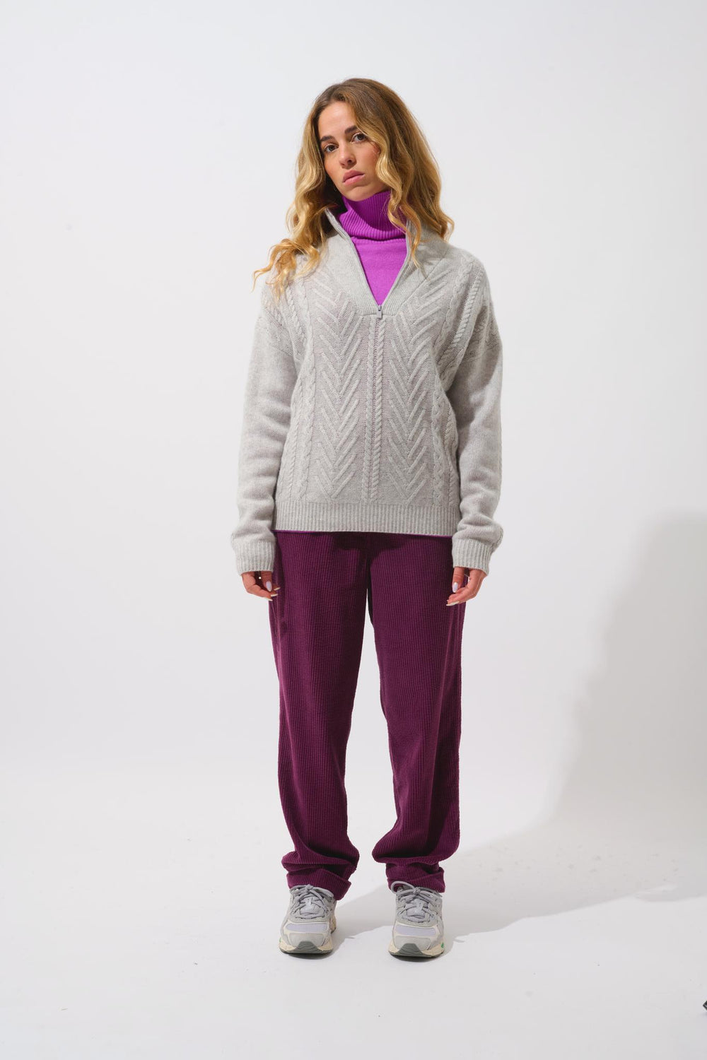 JALUS pull camionneur 6 fils glacier chiné 100% cachemire