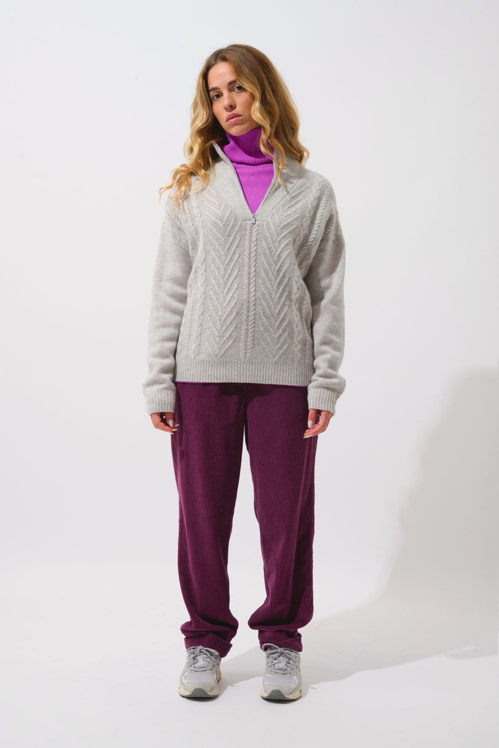 JALUS Trucker Pullover 6 Fäden Glacier meliert 100% Kaschmir