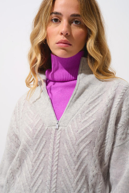 JALUS pull camionneur 6 fils glacier chiné 100% cachemire