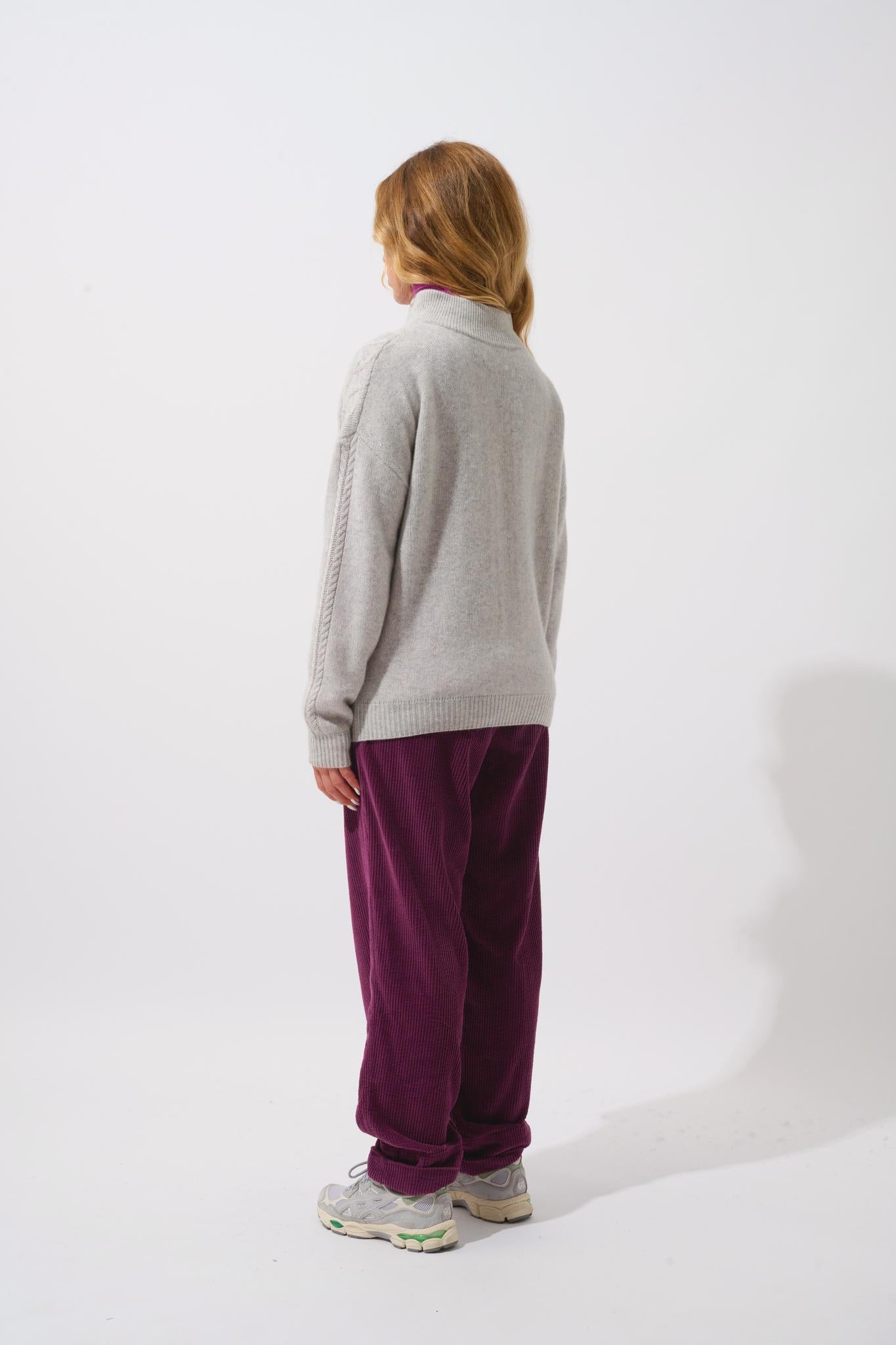 JALUS pull camionneur 6 fils glacier chiné 100% cachemire