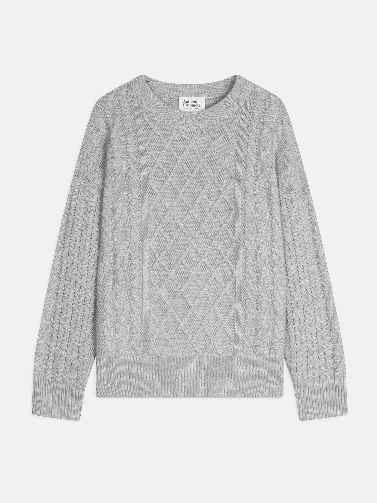 JAMPA pull col rond fentes côtés 6 fils gris clair chiné 100% cachemire