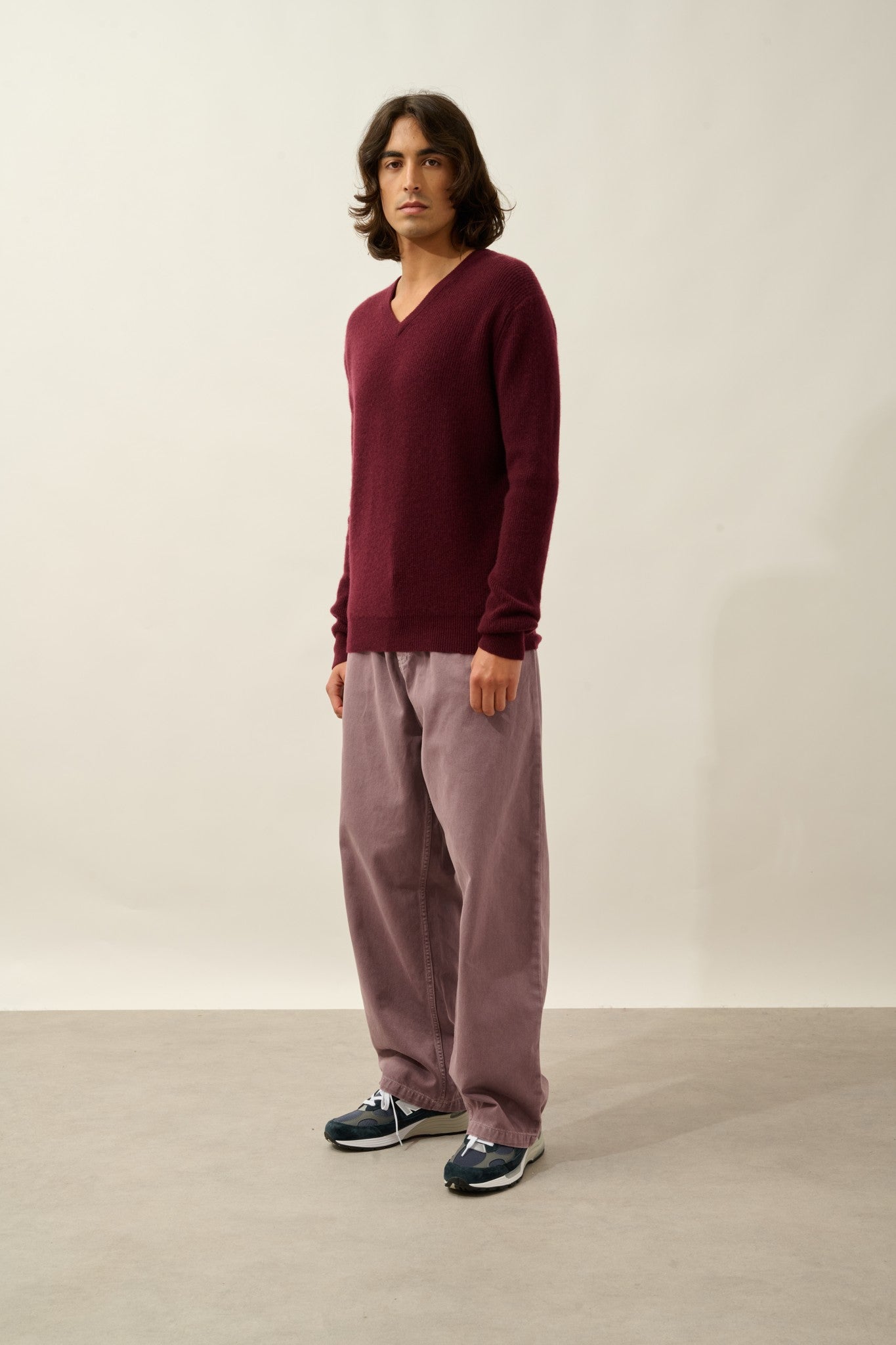 jardon pull col v mûre 100% cachemire