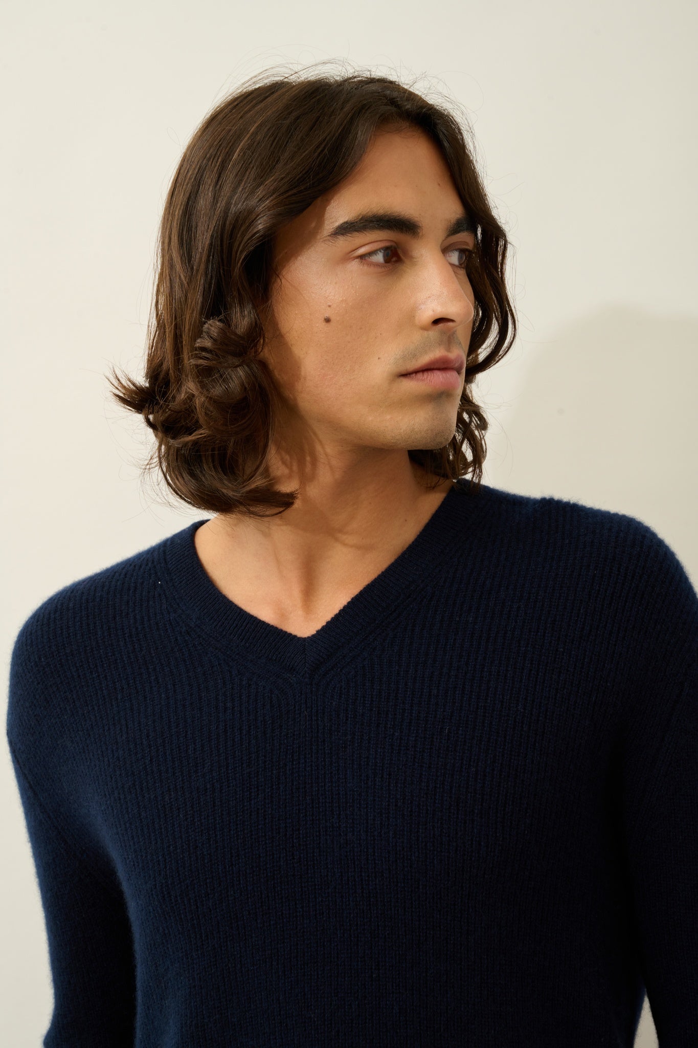 JARDON pull col v navy 100% cachemire