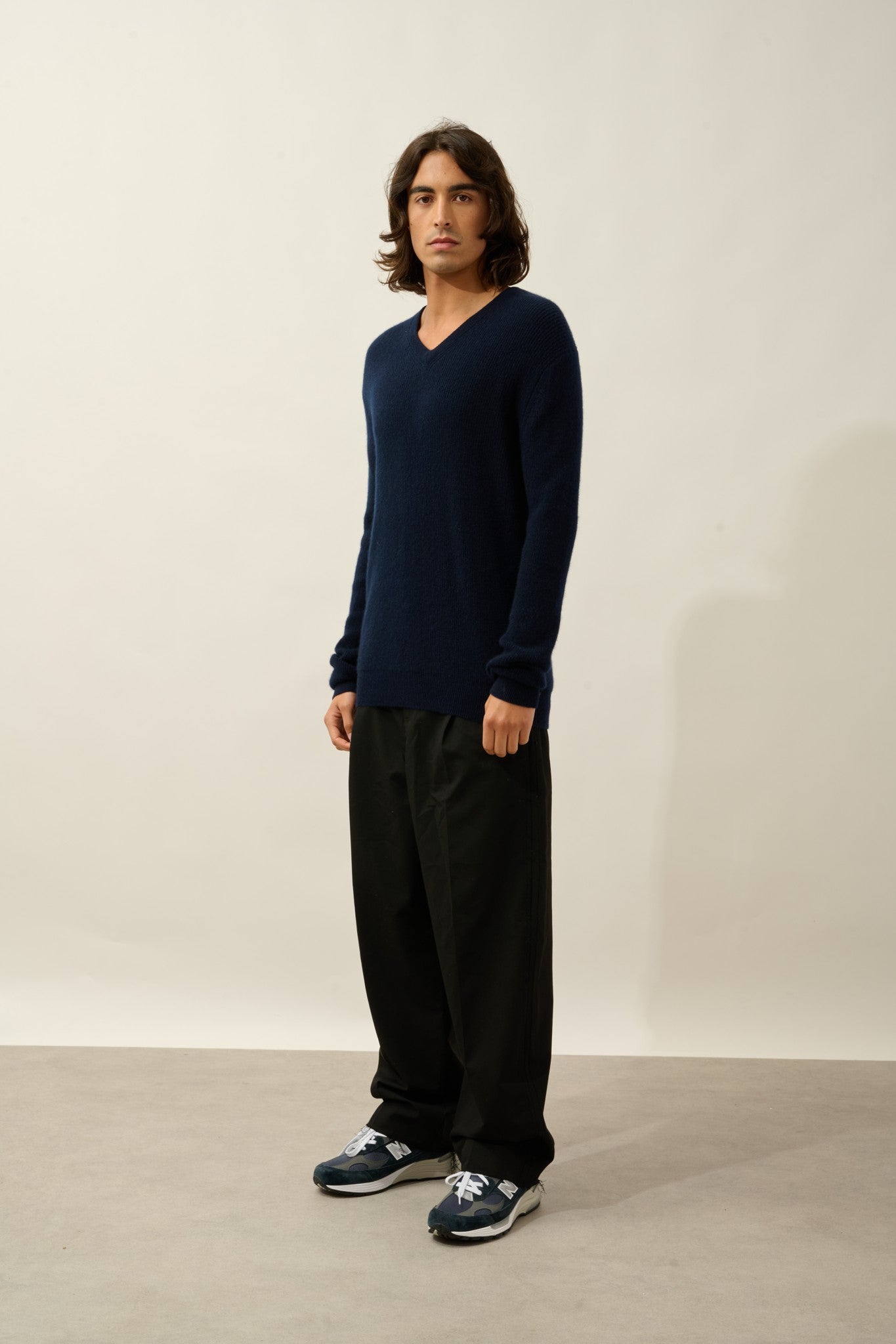 jardon pull col v navy 100% cachemire