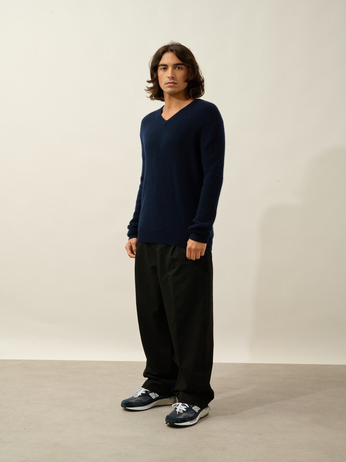 jardon pull col v navy 100% cachemire