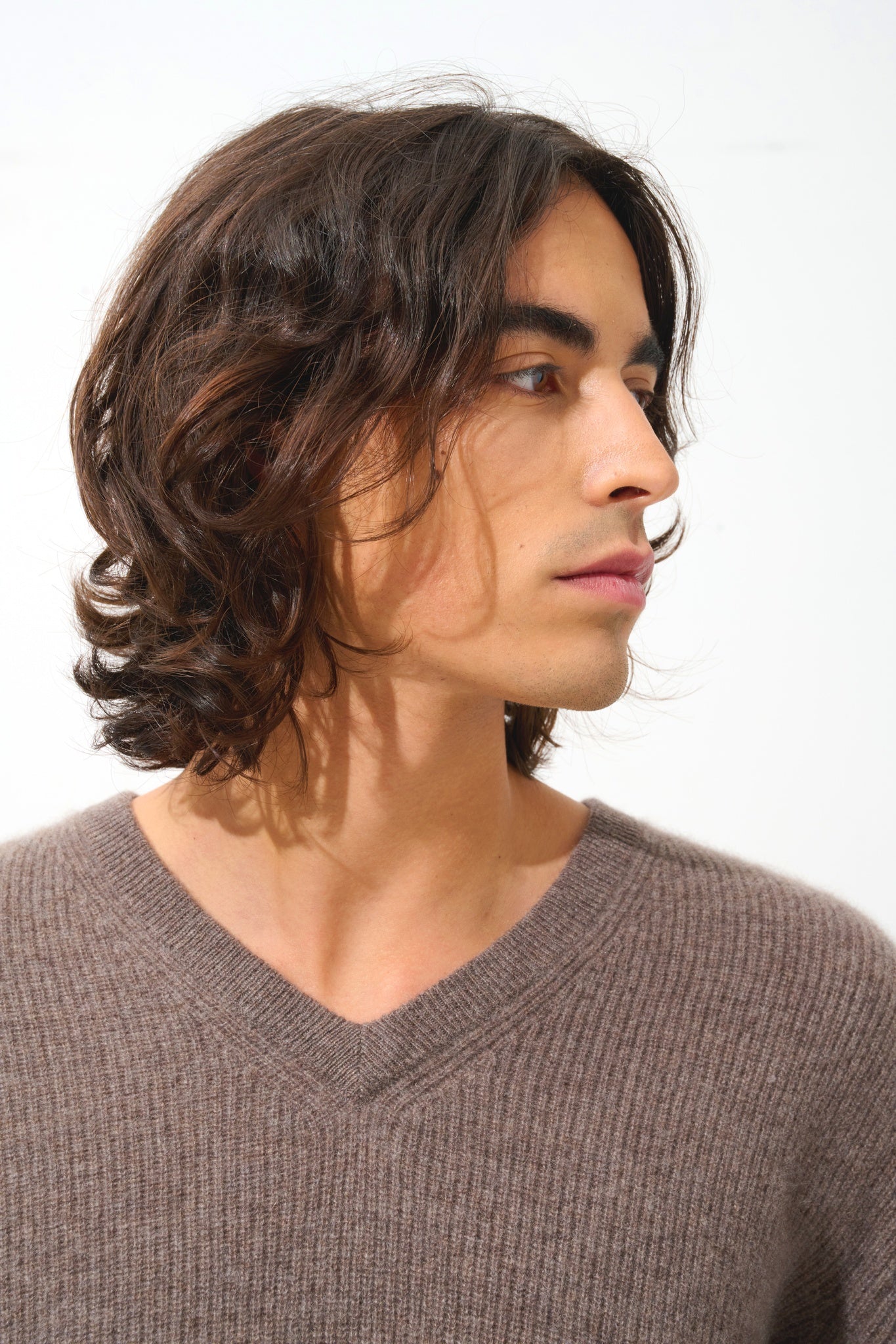 JARDON pull col v taupe chiné 100% cachemire