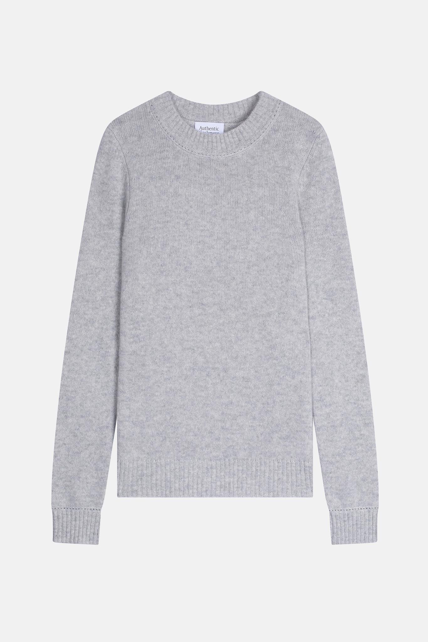 JETSAN pull col rond 4 fils gris clair chiné 100% cachemire