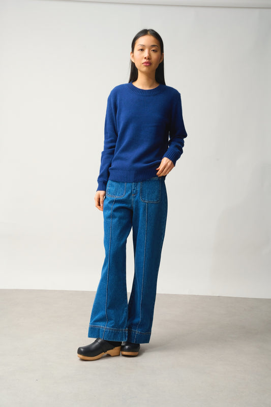 JETSAN pull col rond 4 fils minuit 100% cachemire