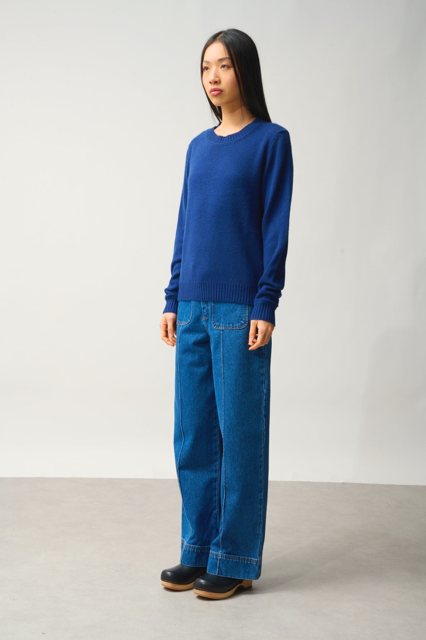 JETSAN pull col rond 4 fils minuit 100% cachemire