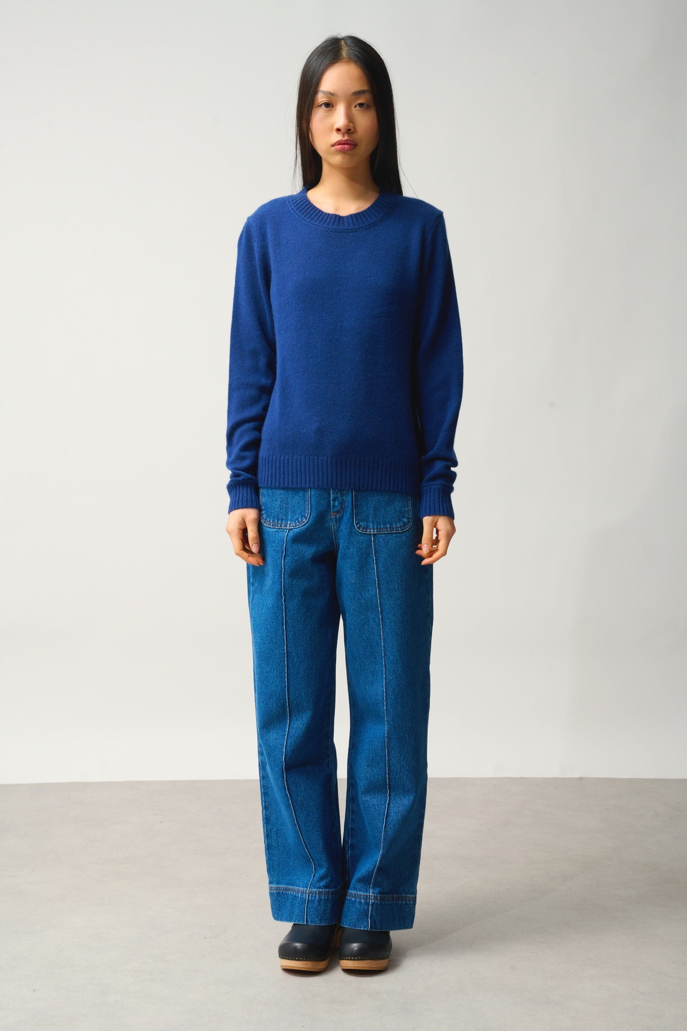 JETSAN pull col rond 4 fils minuit 100% cachemire