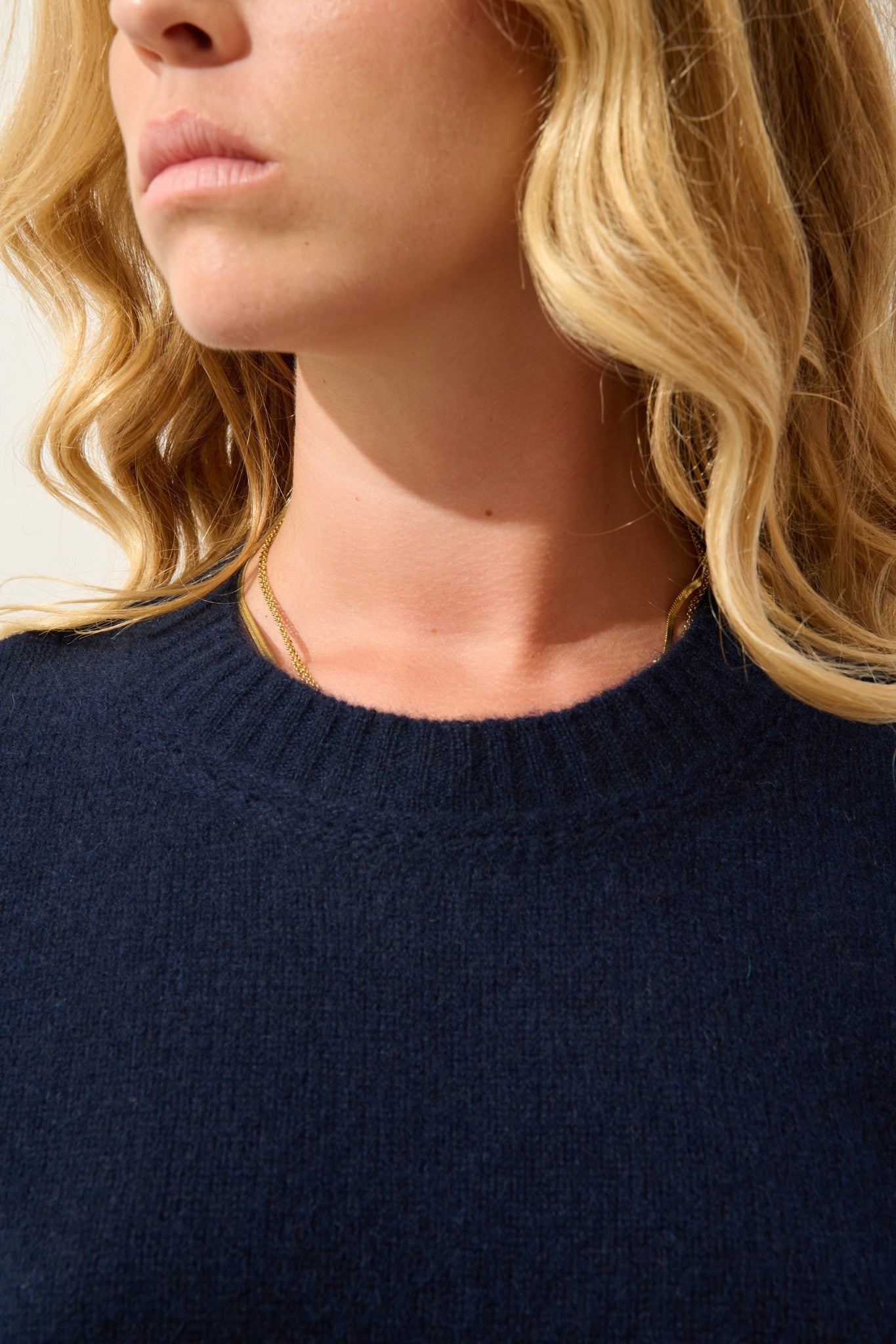 jetsan pull col rond 4 fils navy 100% cachemire