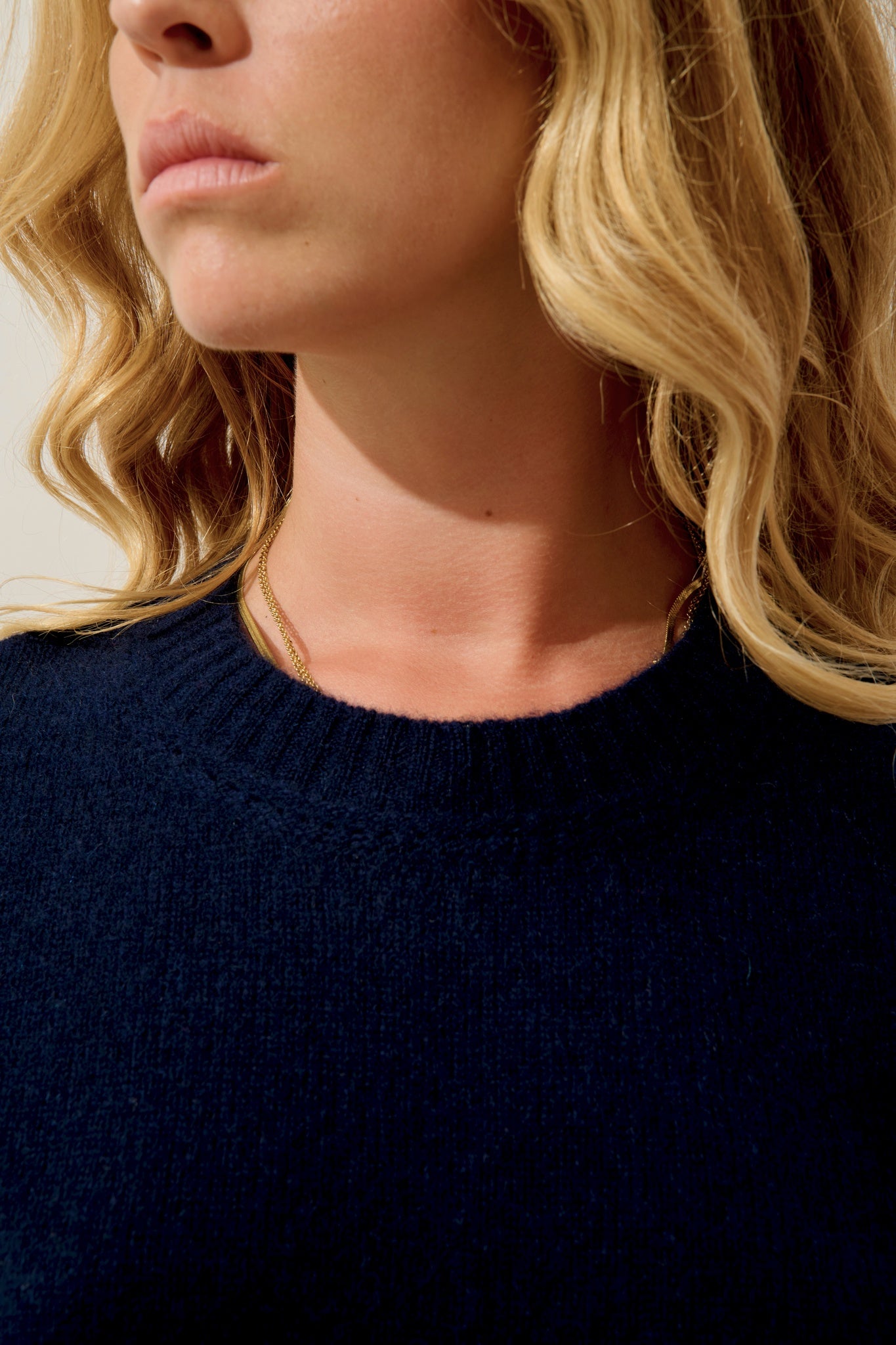 JETSAN pull col rond 4 fils navy 100% cachemire