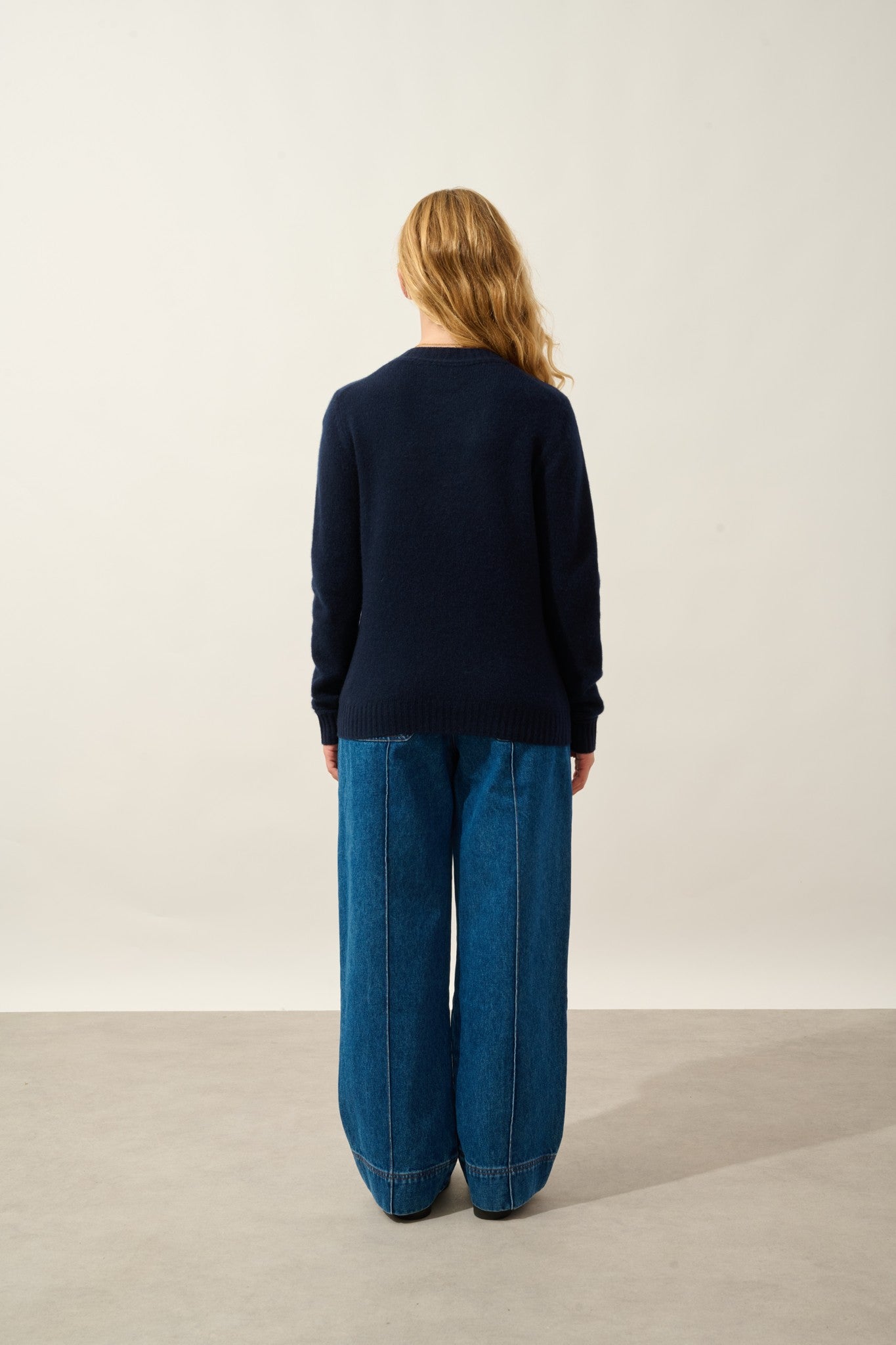 jetsan pull col rond 4 fils navy 100% cachemire