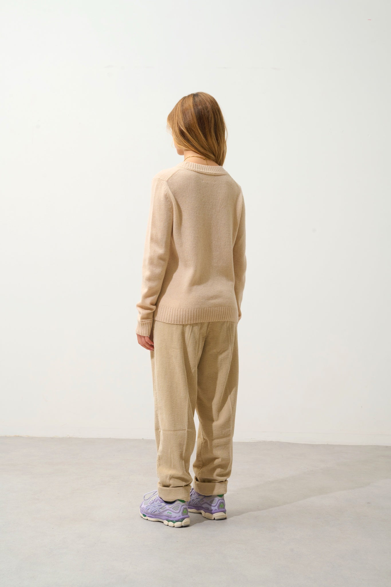 JETSAN 4-thread round-neck sweater sand 100% cashmere