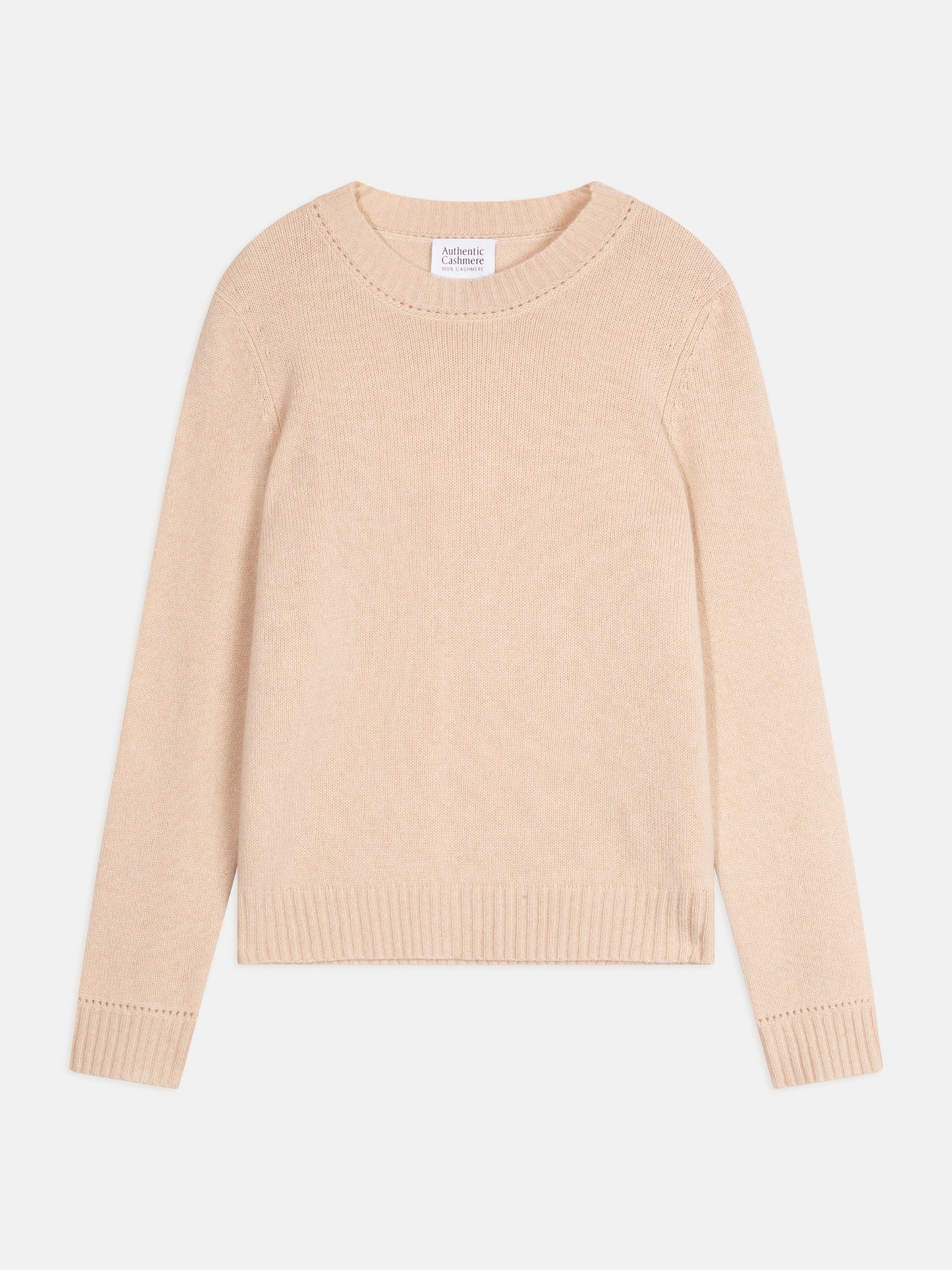JETSAN 4-thread round-neck sweater sand 100% cashmere