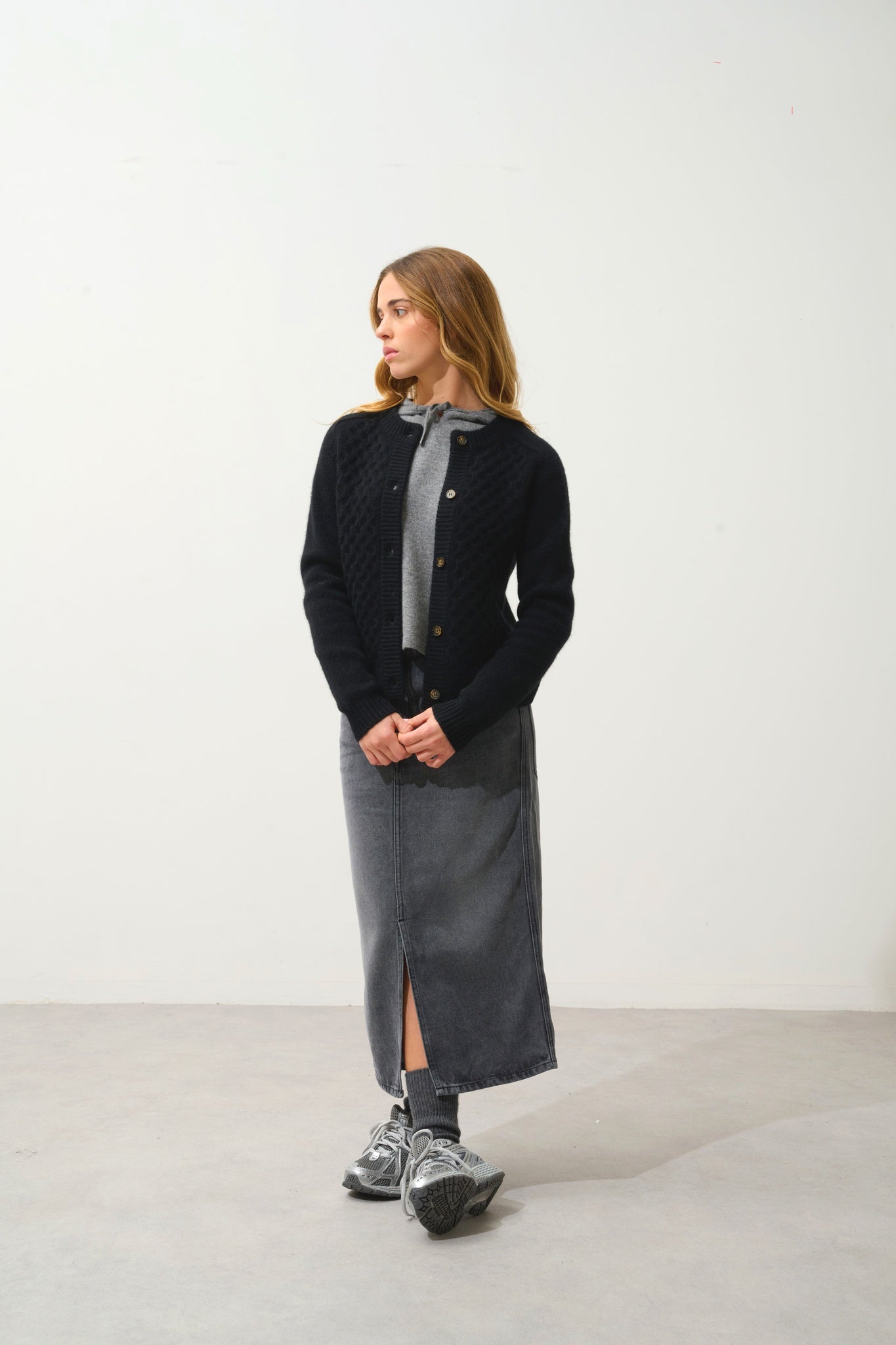 JINPA 8-thread-count cardigan black 100% cashmere