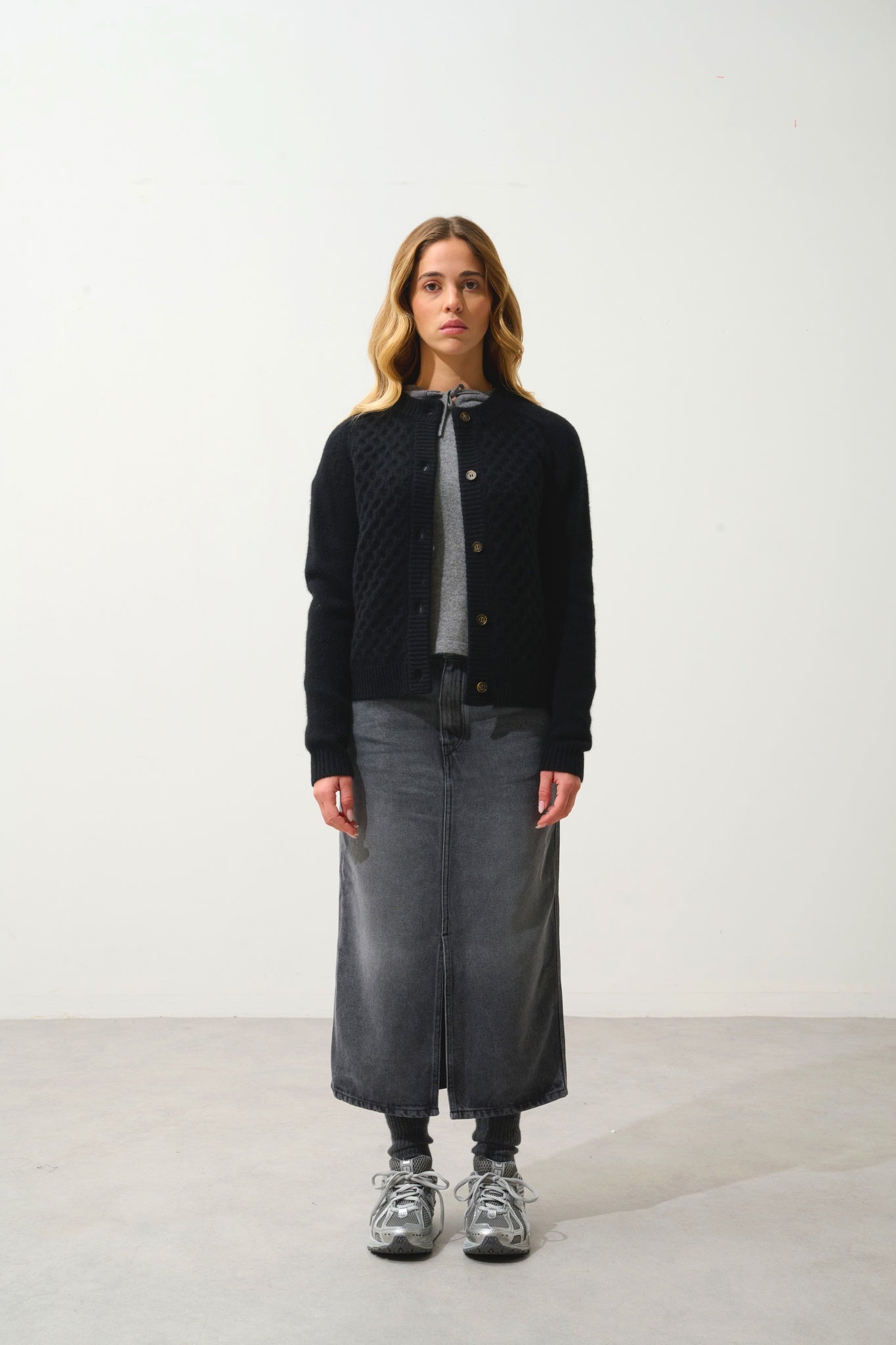 JINPA 8-thread-count cardigan black 100% cashmere