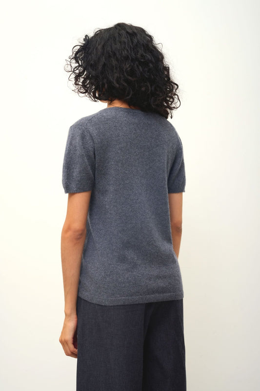 KALI thirt v-neck anthracite mottled 100% cashmere