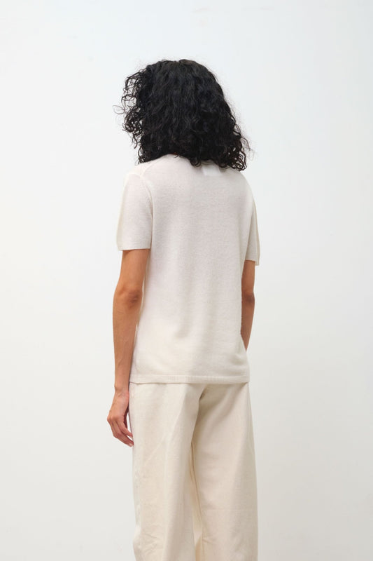 KALI ivory v-neck thirt 100% cashmere