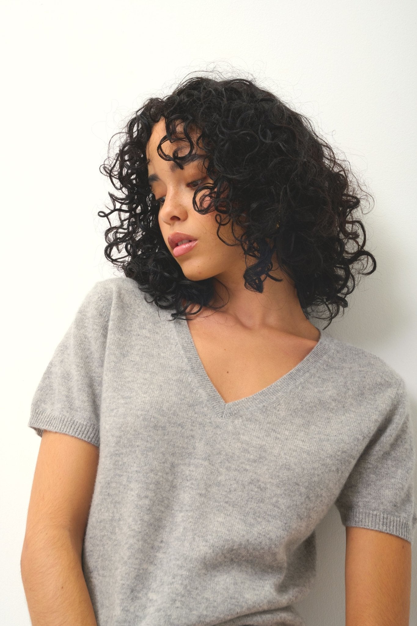 KALI thirt v-neck cloudy mottled 100% cashmere