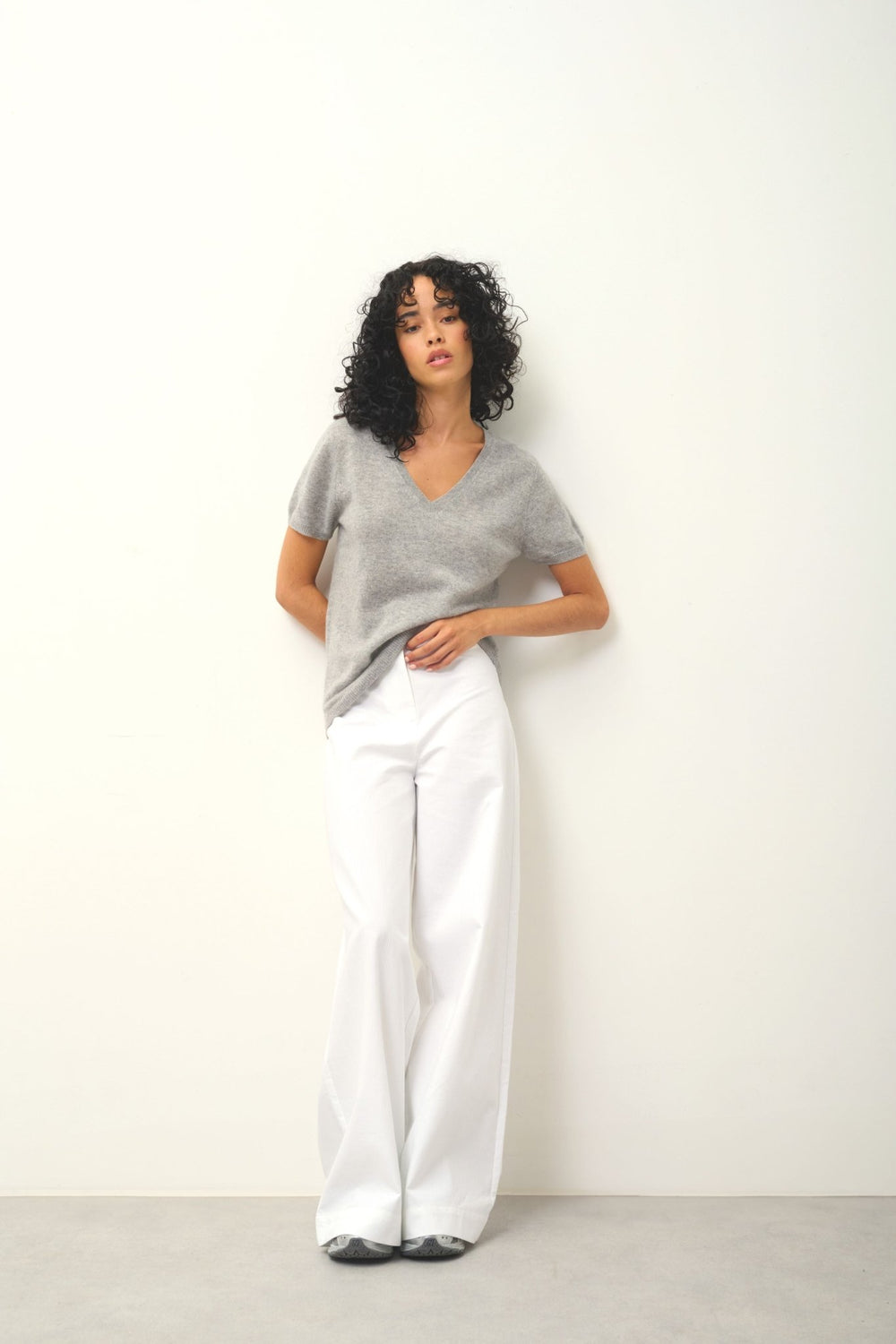 KALI thirt v-neck cloudy mottled 100% cashmere
