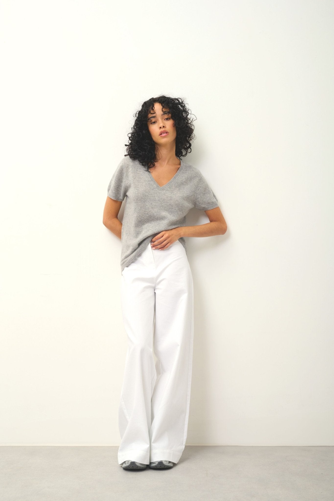 KALI thirt v-neck cloudy mottled 100% cashmere