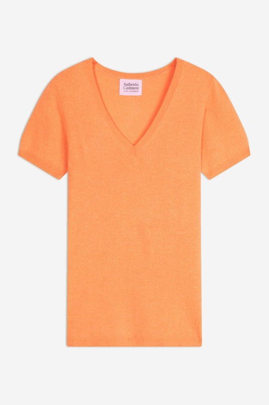 kali t-shirt col v agrume 100% cachemire