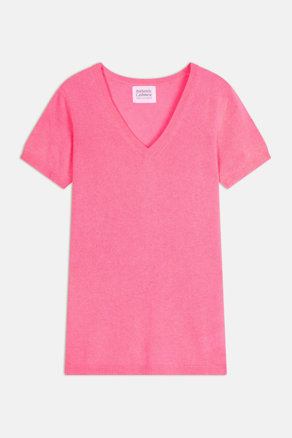 kali t-shirt col v bubblegum 100% cachemire
