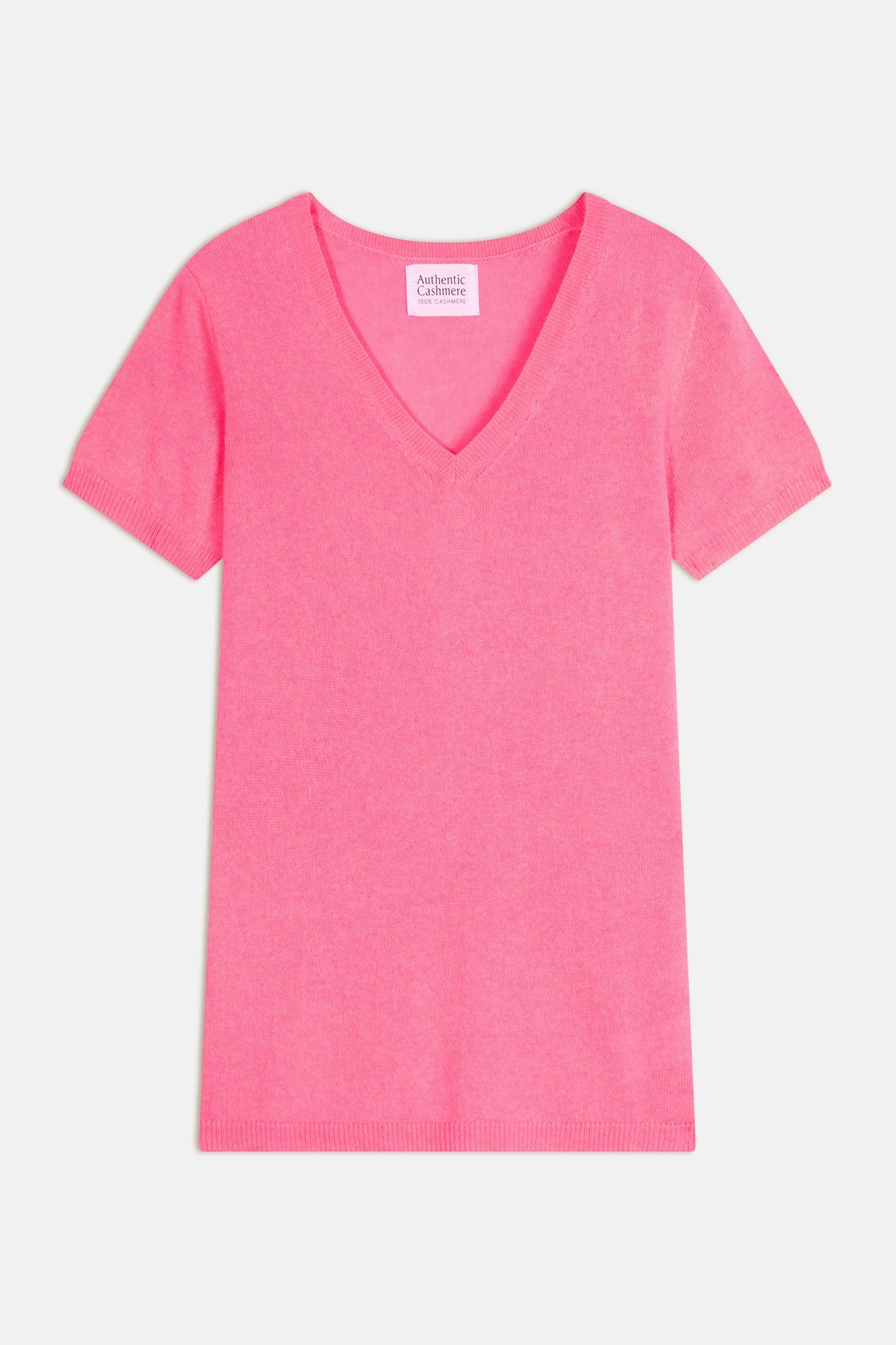 kali t-shirt col v bubblegum 100% cachemire