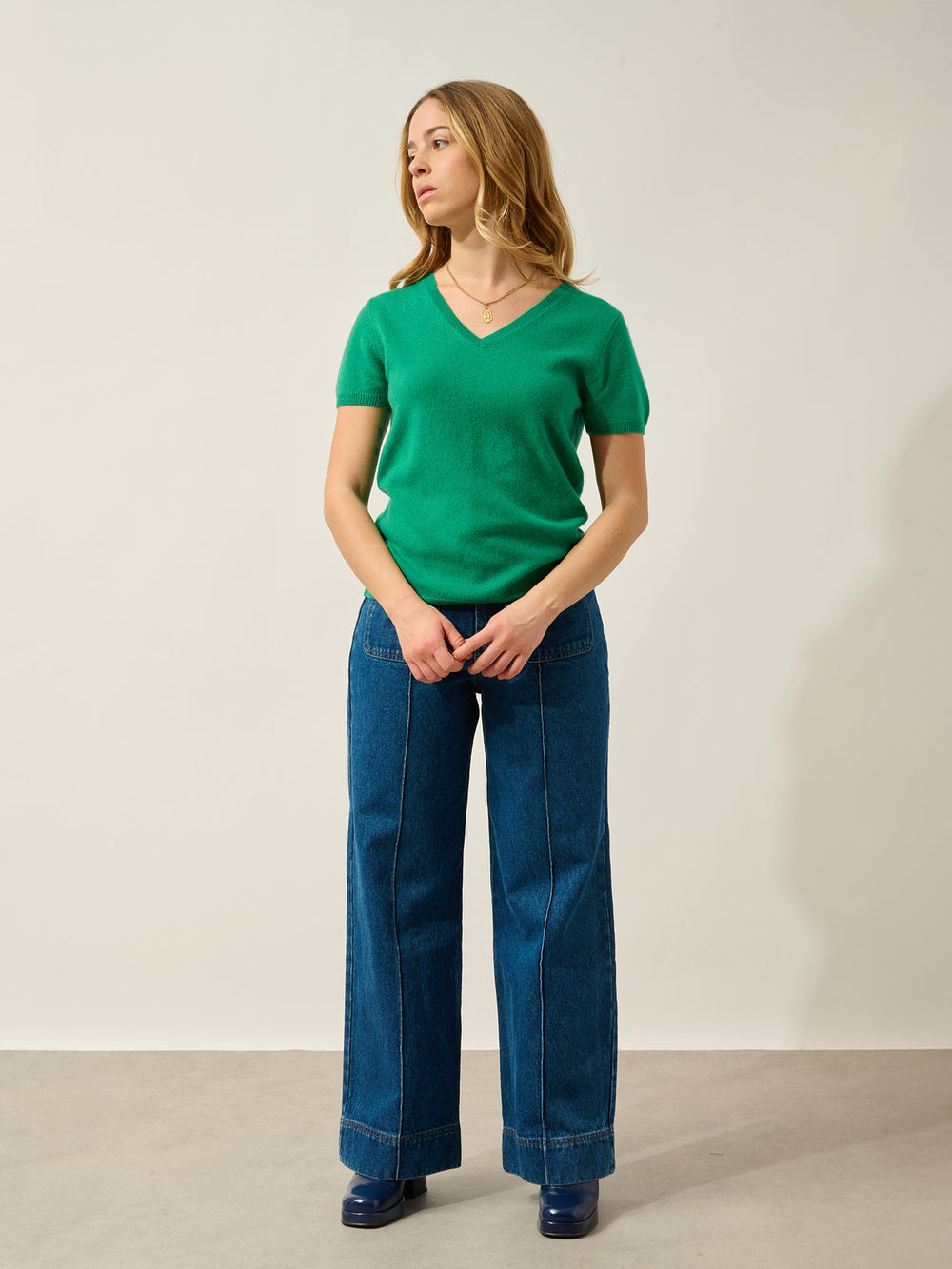 KALI v-neck t-shirt mint 100% cashmere